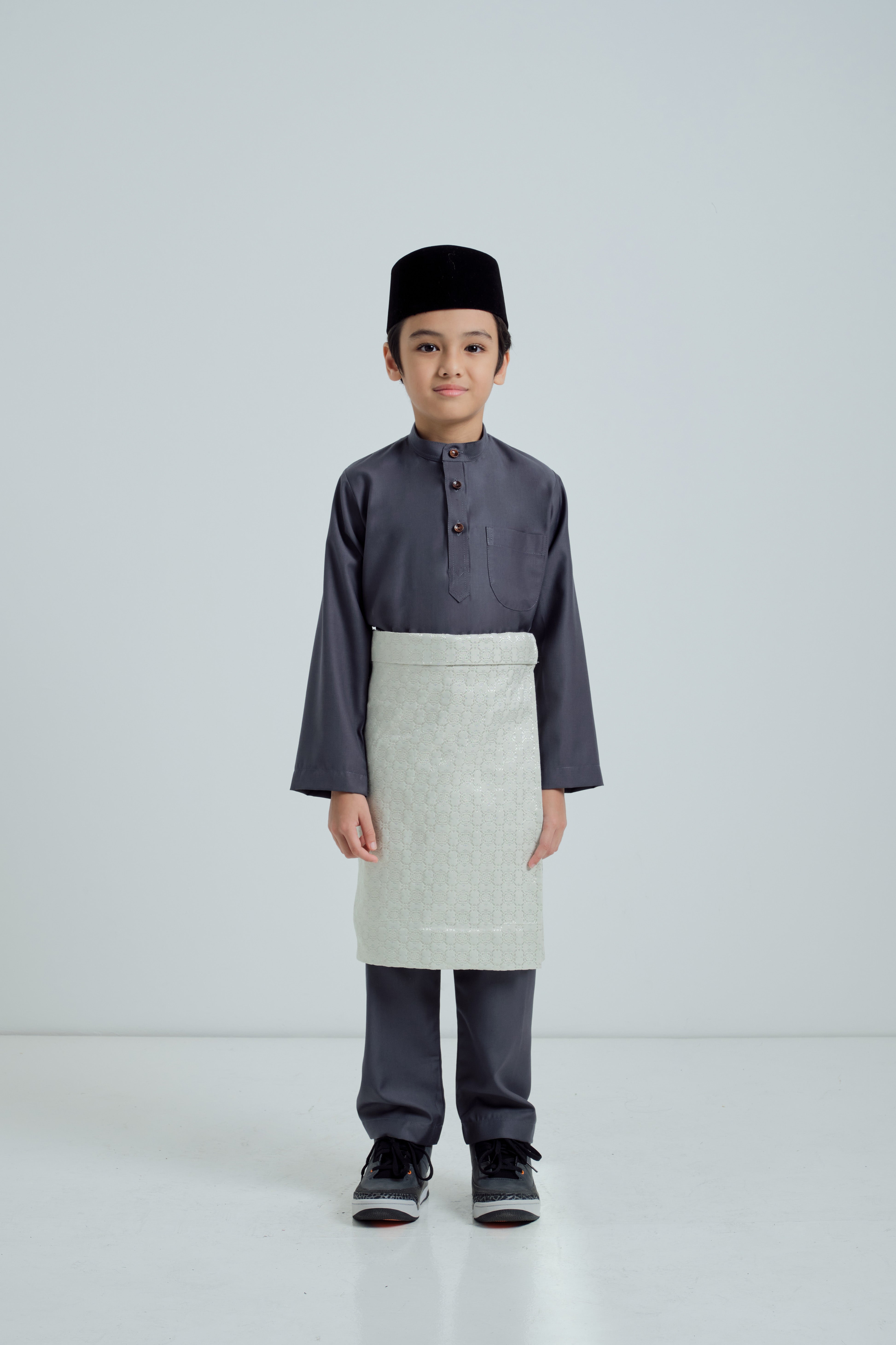Patawali Boys Baju Melayu Cekak Musang - Iron Grey