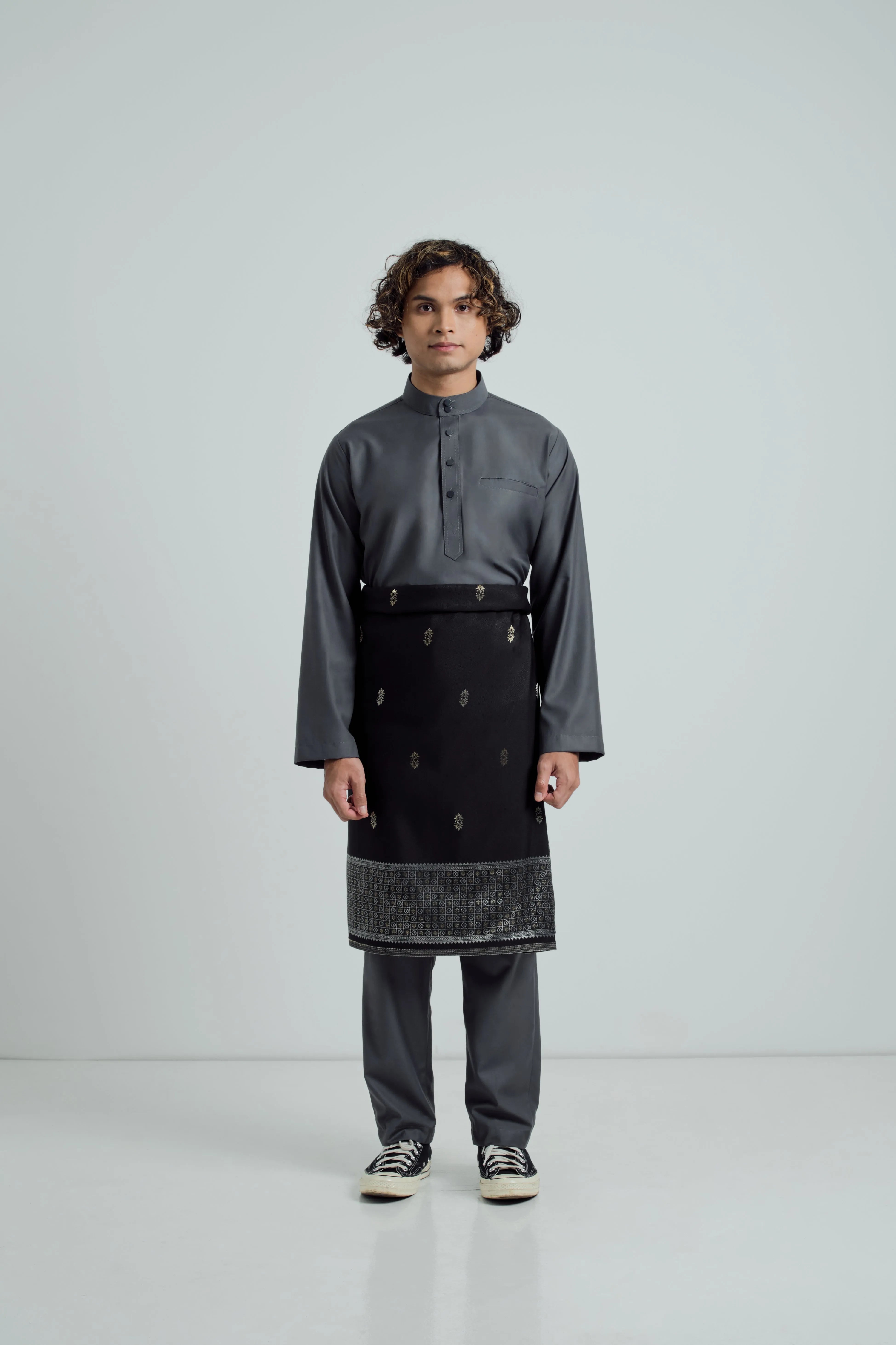 Patawali Baju Melayu Cekak Musang - Iron Grey