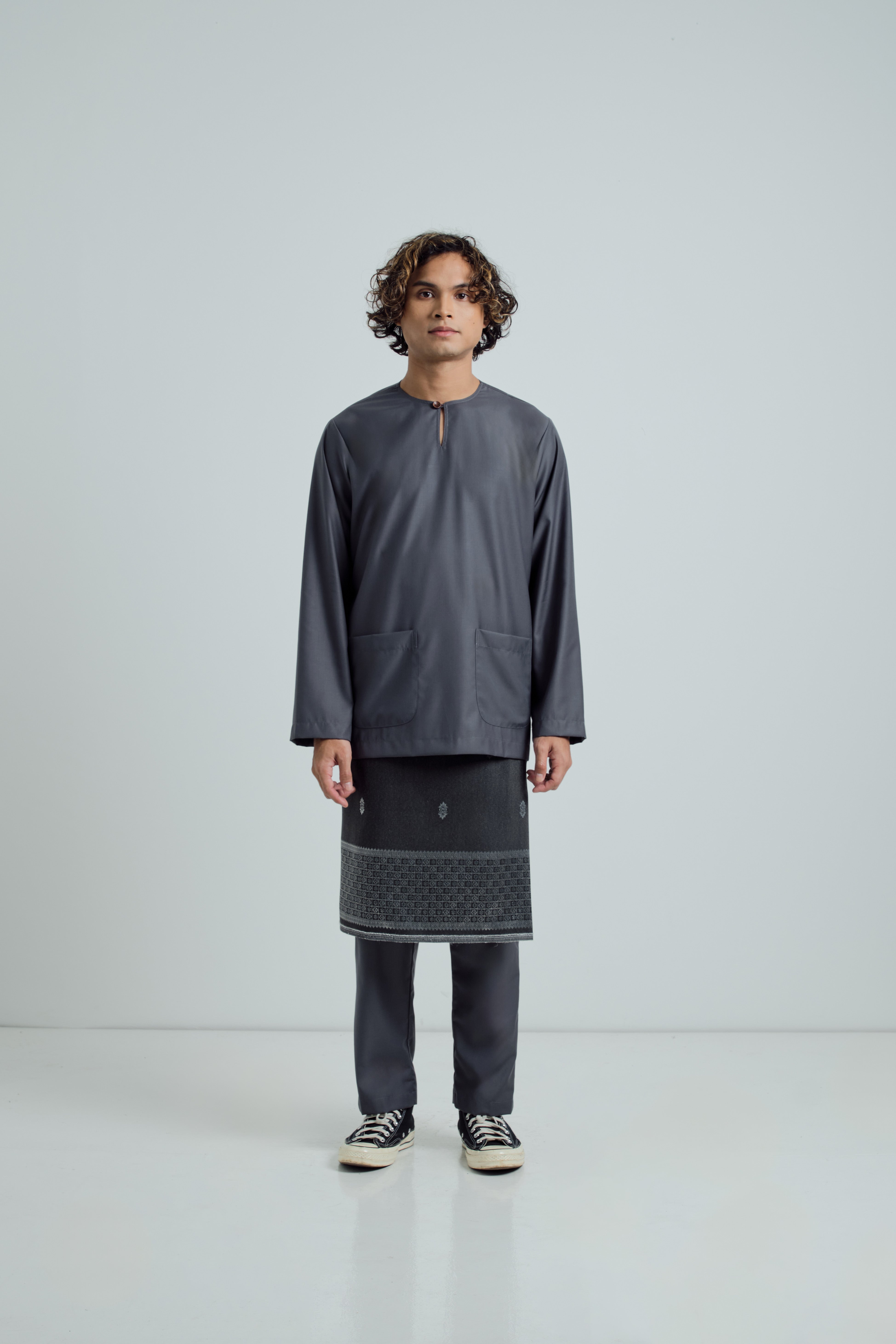 Patawali Modern Fit Baju Melayu Teluk Belanga - Iron Grey