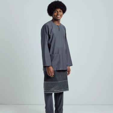 Patawali Classic Fit Baju Melayu Teluk Belanga - Iron Grey