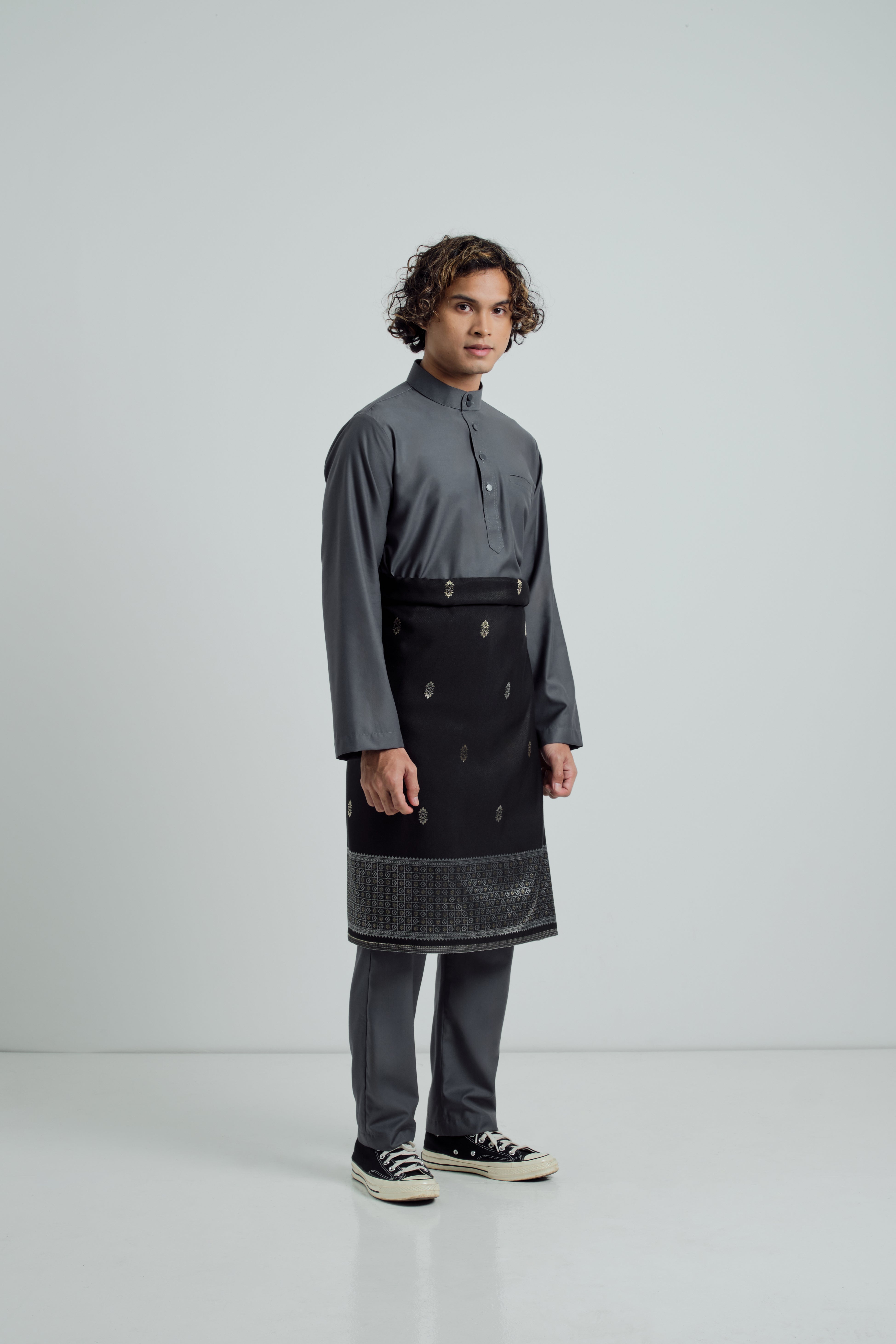 Patawali Baju Melayu Cekak Musang - Iron Grey