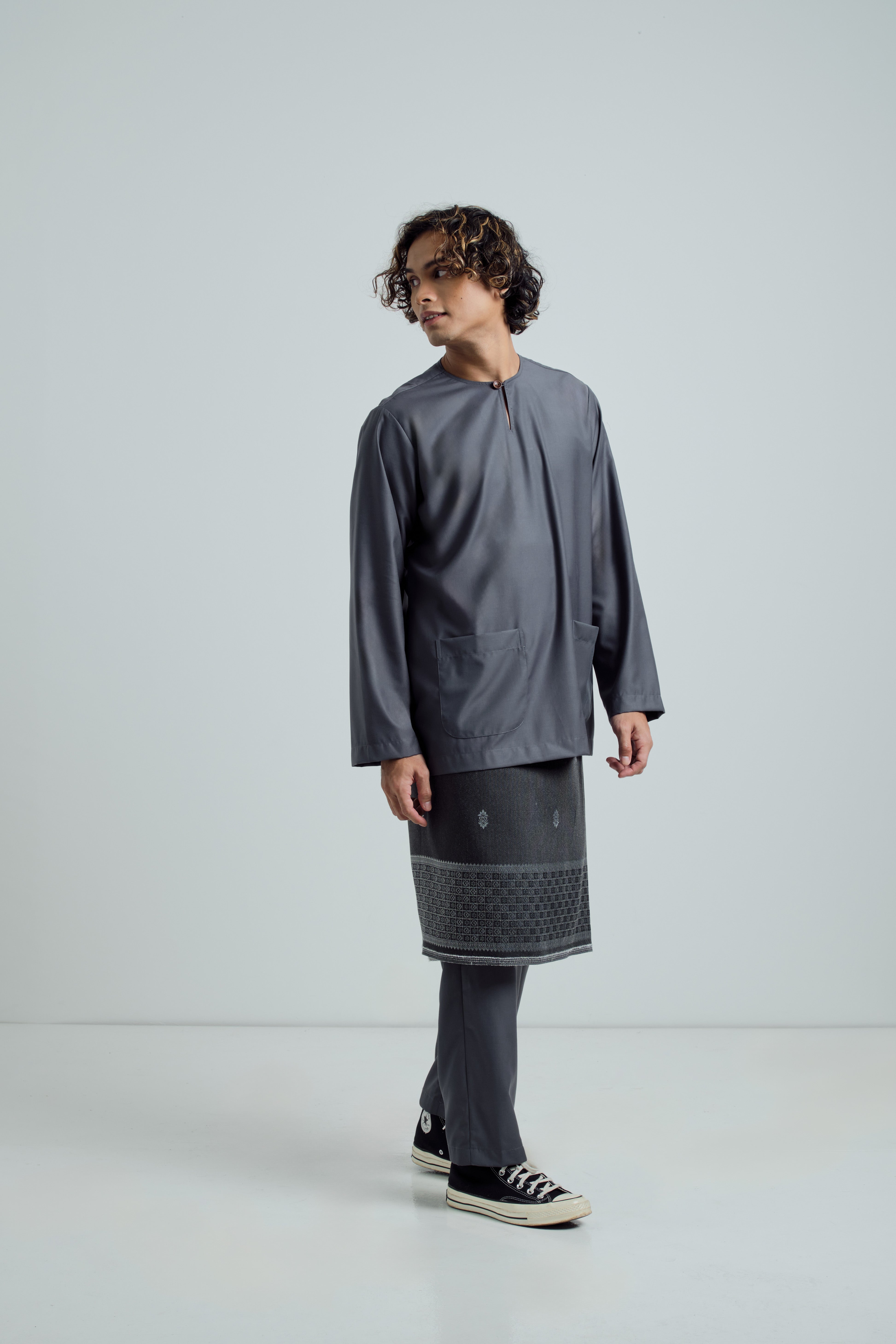 Patawali Modern Fit Baju Melayu Teluk Belanga - Iron Grey