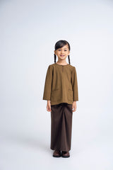 Kemudi Girls Baju Kurung - Olive Brown