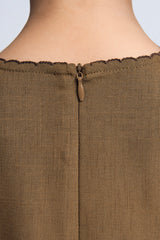 Kemudi Girls Baju Kurung - Olive Brown