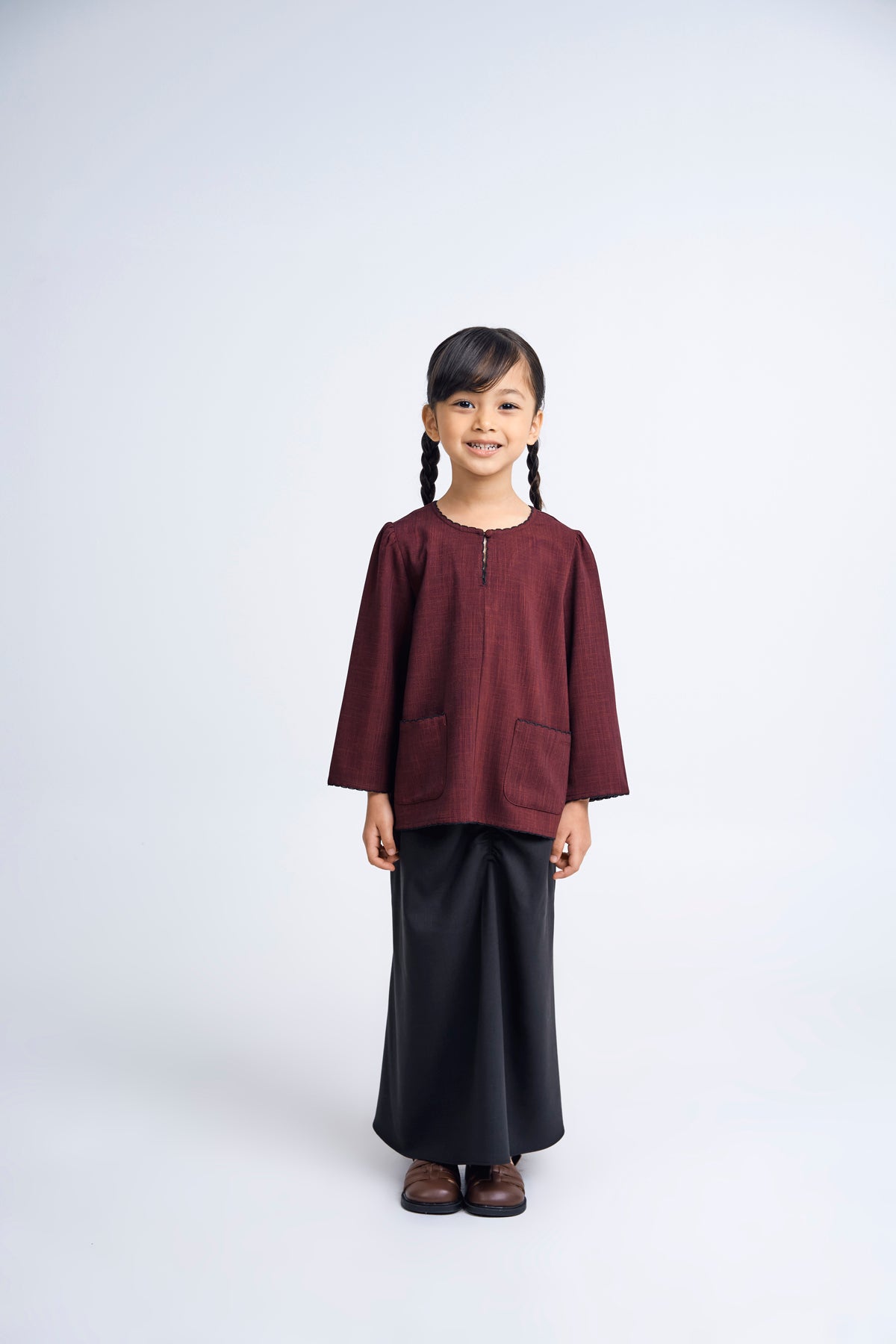 Kemudi Girls Baju Kurung - Red Black
