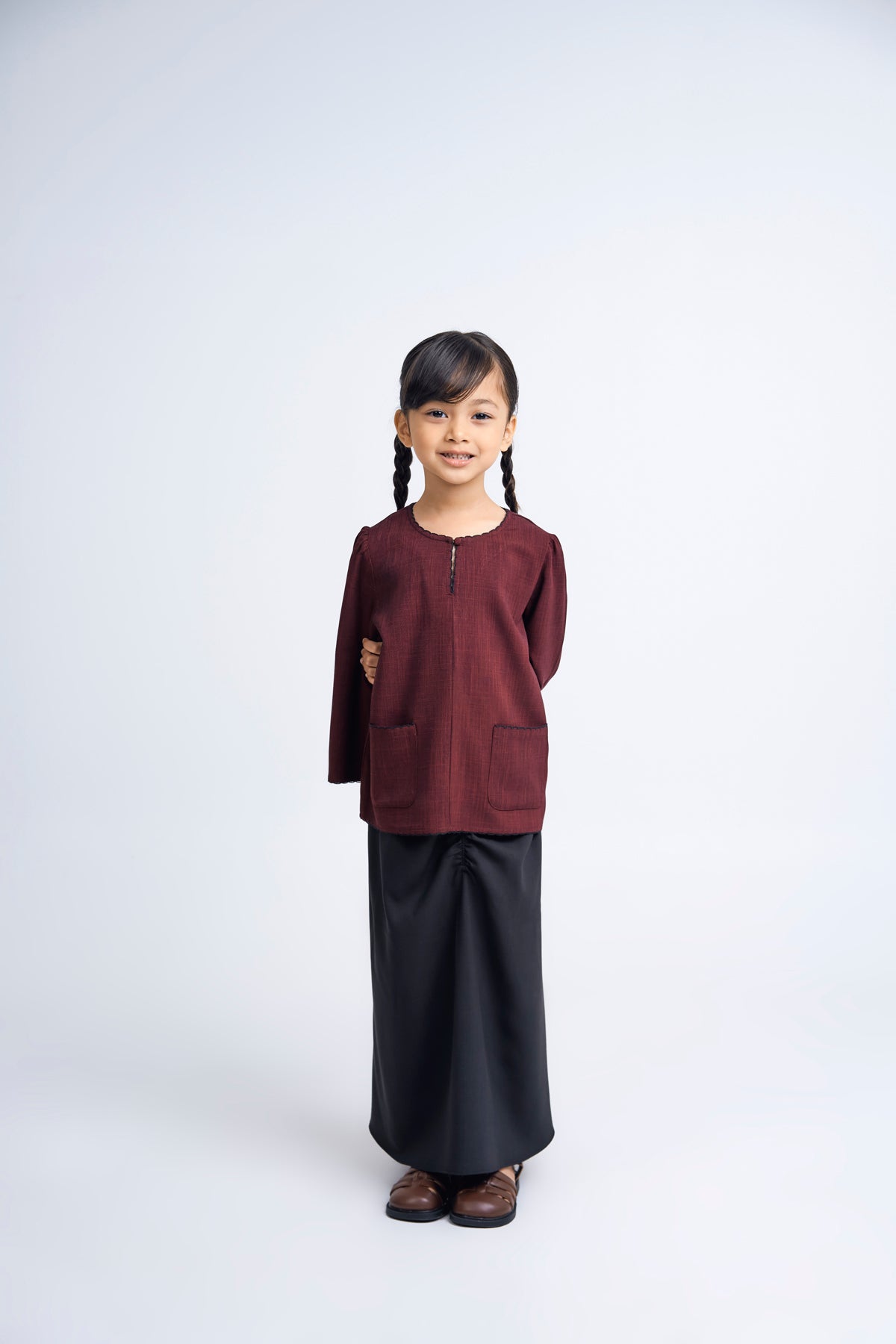 Kemudi Girls Baju Kurung - Red Black