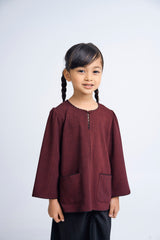 Kemudi Girls Baju Kurung - Red Black