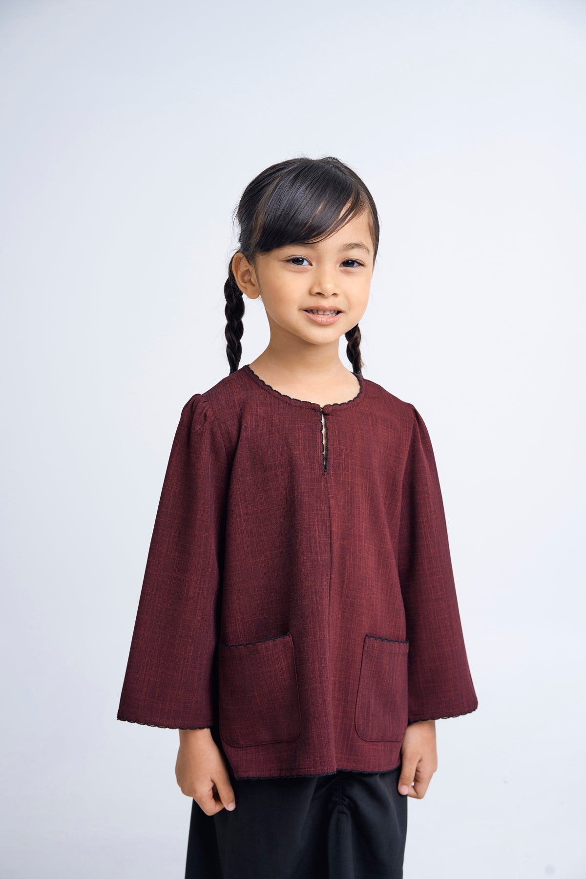 Kemudi Girls Baju Kurung - Red Black