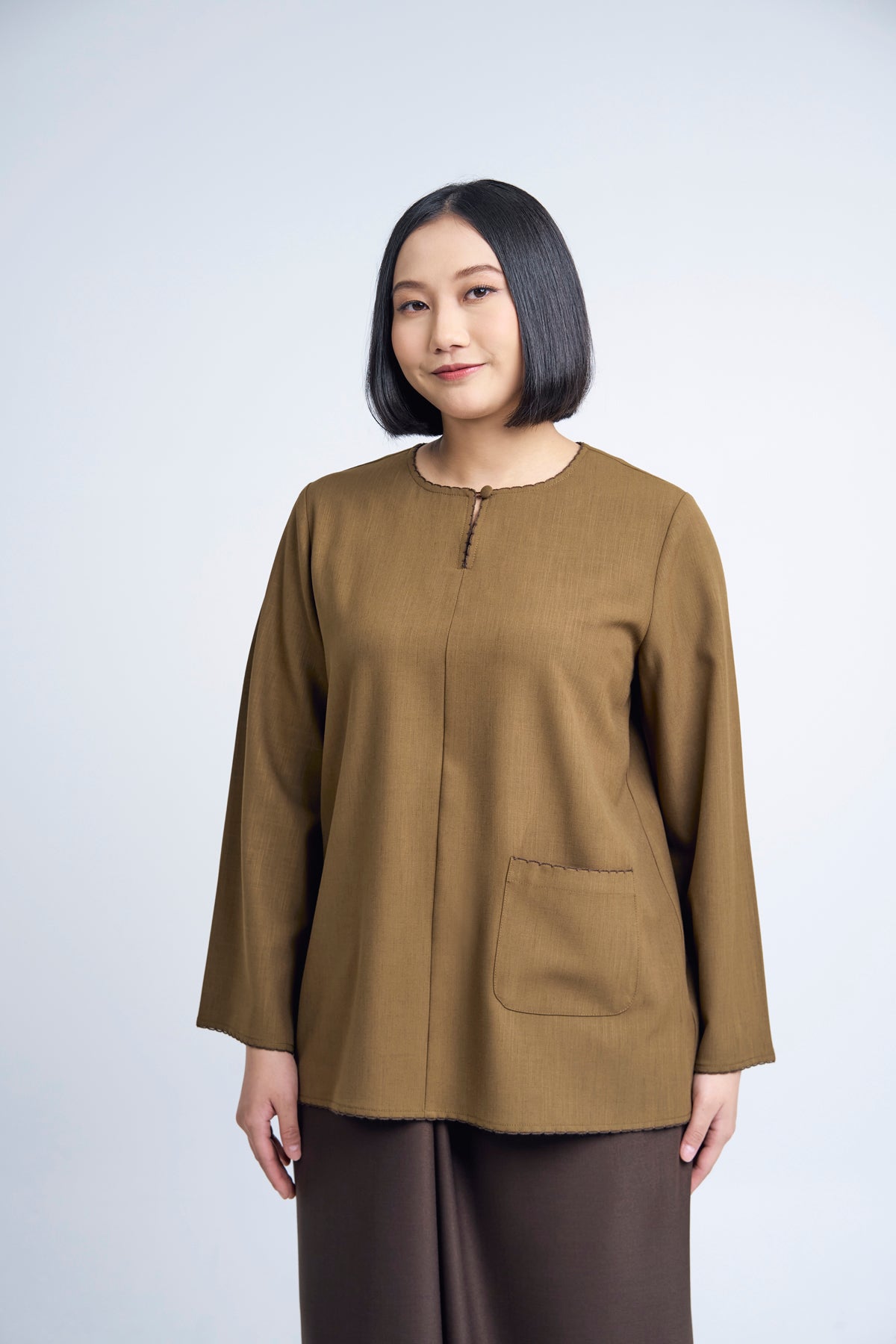 Kemudi Women Baju Kurung Kedah - Olive Brown