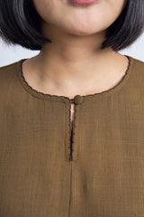 Kemudi Women Baju Kurung Kedah - Olive Brown