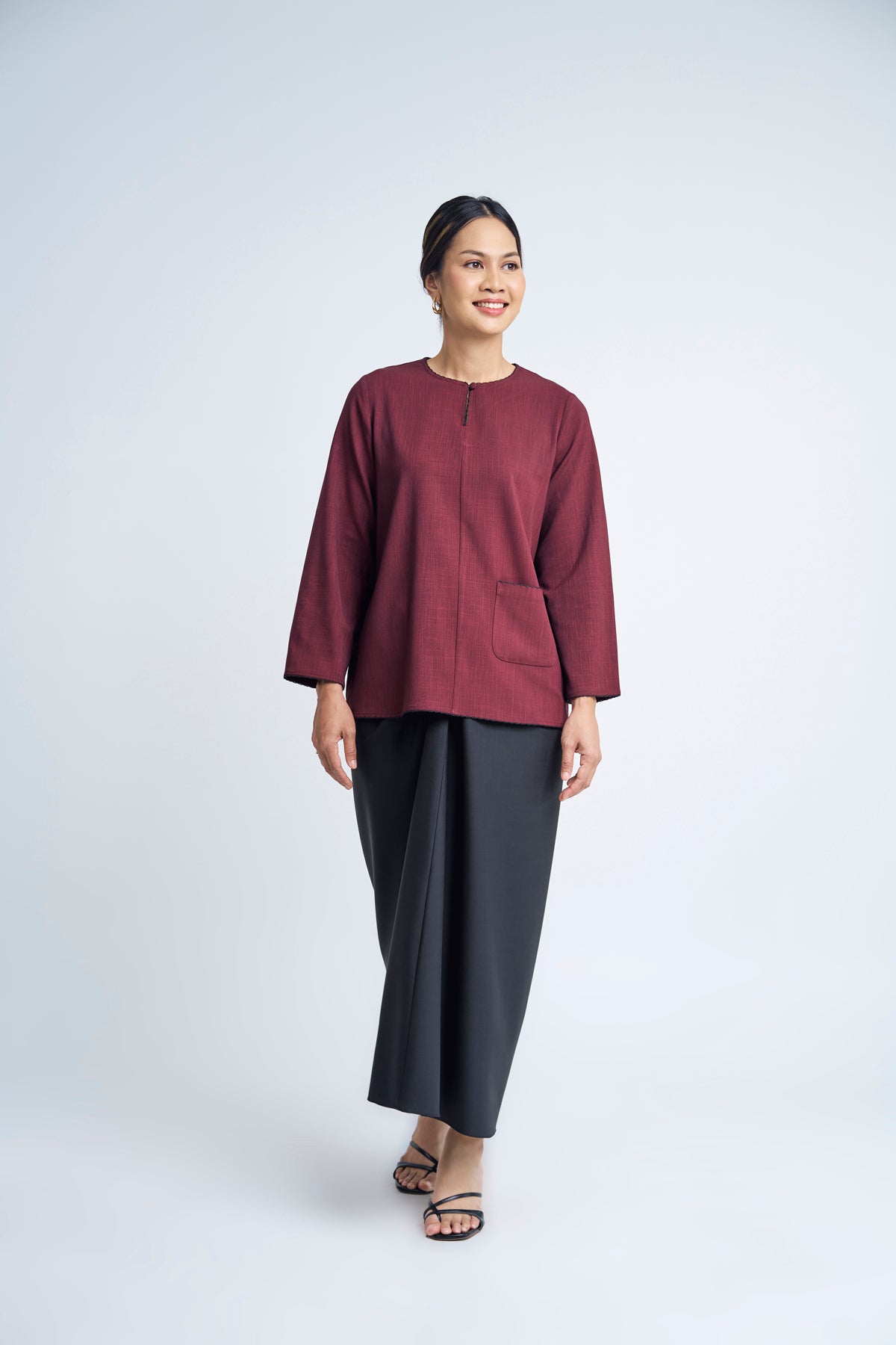 Kemudi Women Baju Kurung Kedah - Red Black