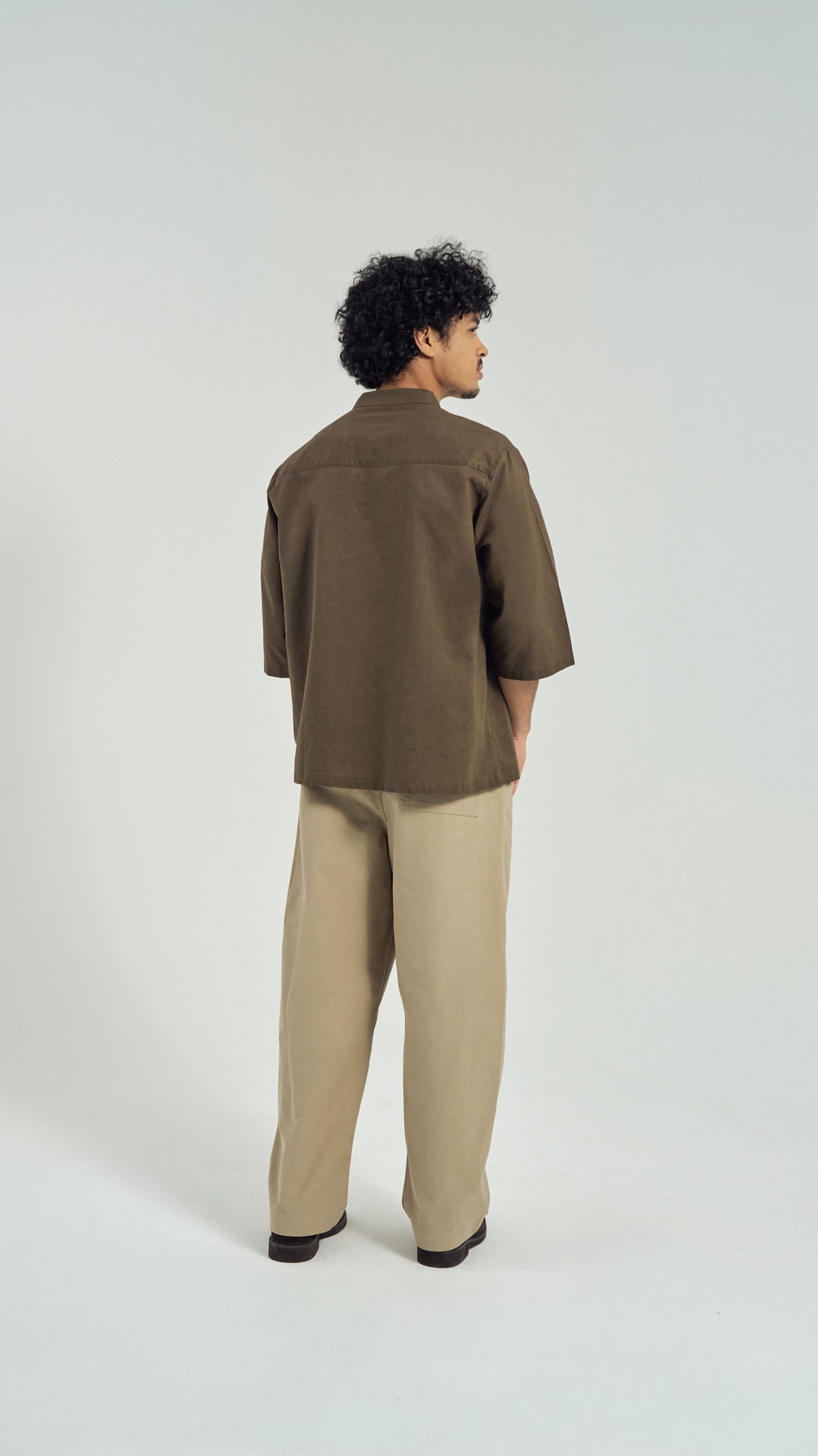 Kuadra Loose Fit Men Top Quarter Sleeve - Burnt Olive