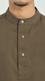 Kuadra Loose Fit Men Top Quarter Sleeve - Burnt Olive