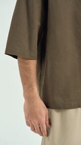 Kuadra Loose Fit Men Top Quarter Sleeve - Burnt Olive