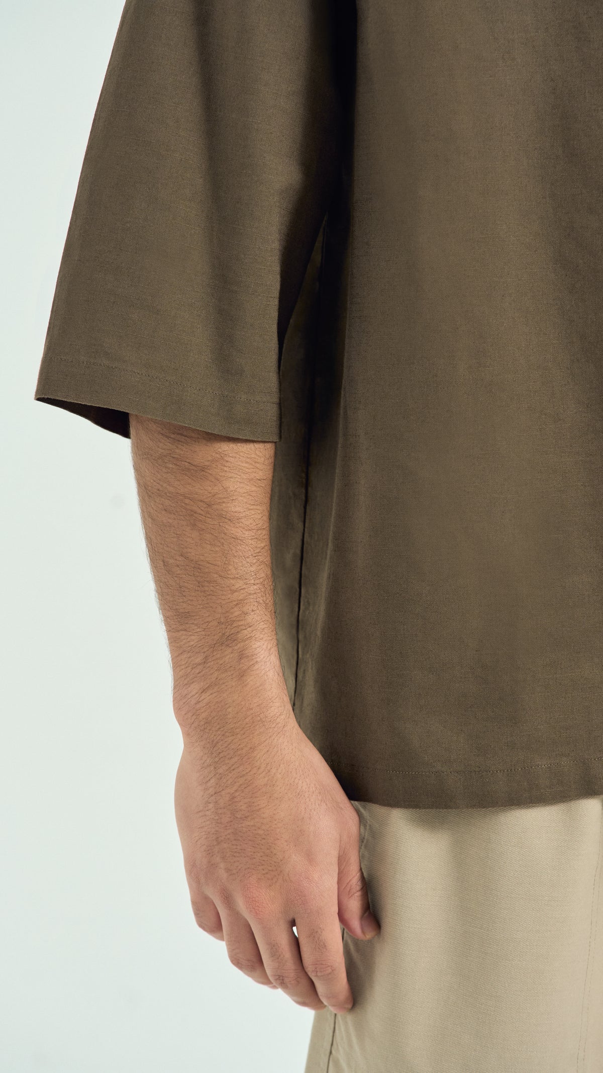 Kuadra Loose Fit Men Top Quarter Sleeve - Burnt Olive