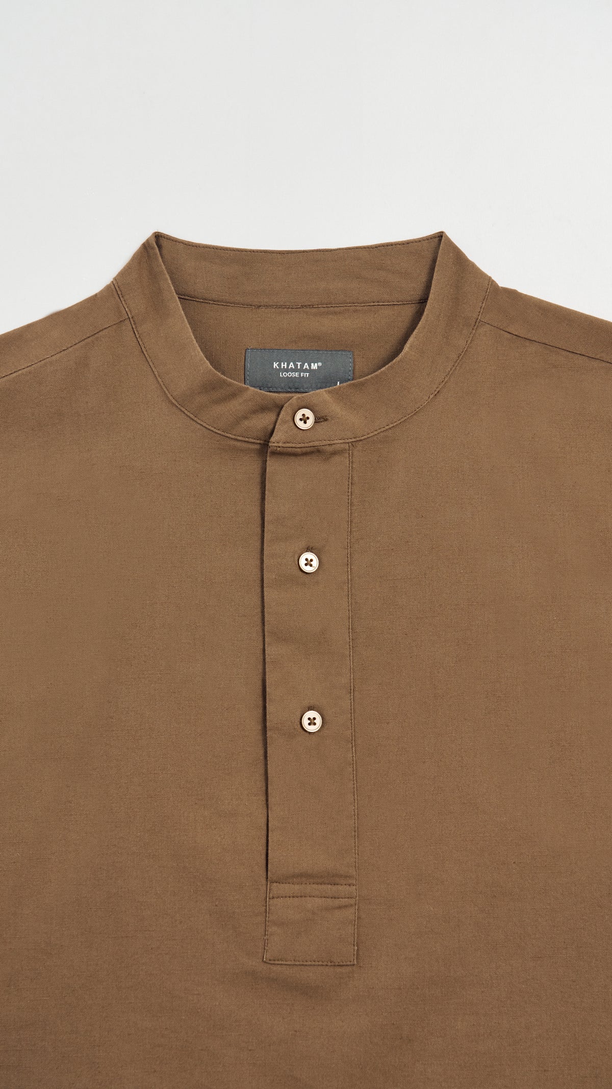 Kuadra Loose Fit Men Top Quarter Sleeve - Brown