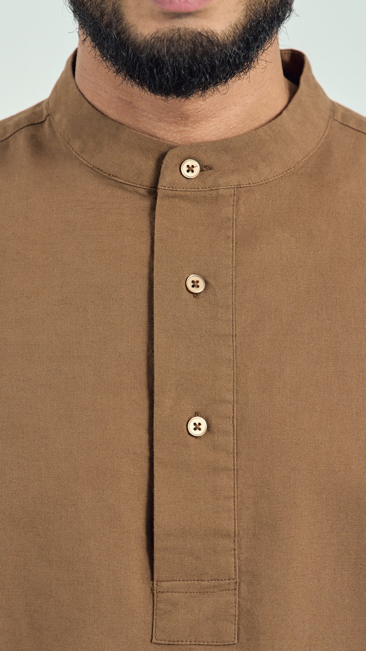 Kuadra Loose Fit Men Top Quarter Sleeve - Brown