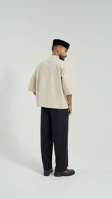 Kuadra Loose Fit Men Top Quarter Sleeve - Sand Beige