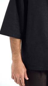 Kuadra Loose Fit Men Top Quarter Sleeve - Black