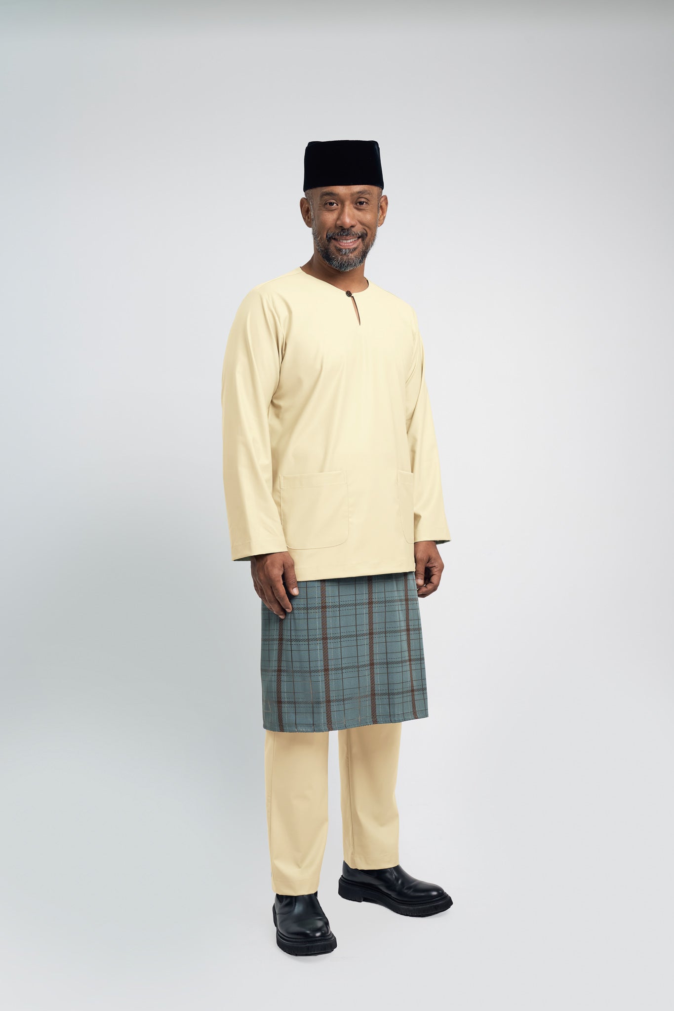 Patawali Modern Fit Baju Melayu Teluk Belanga - Kuning Langsat