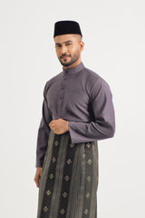 Patawali Baju Melayu Cekak Musang - Lead Grey