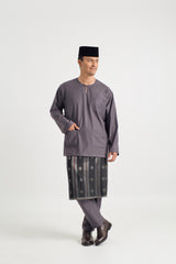 Patawali Classic Fit Baju Melayu Teluk Belanga - Lead Grey