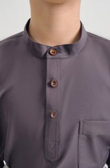 Patawali Boys Baju Melayu Cekak Musang - Lead Grey