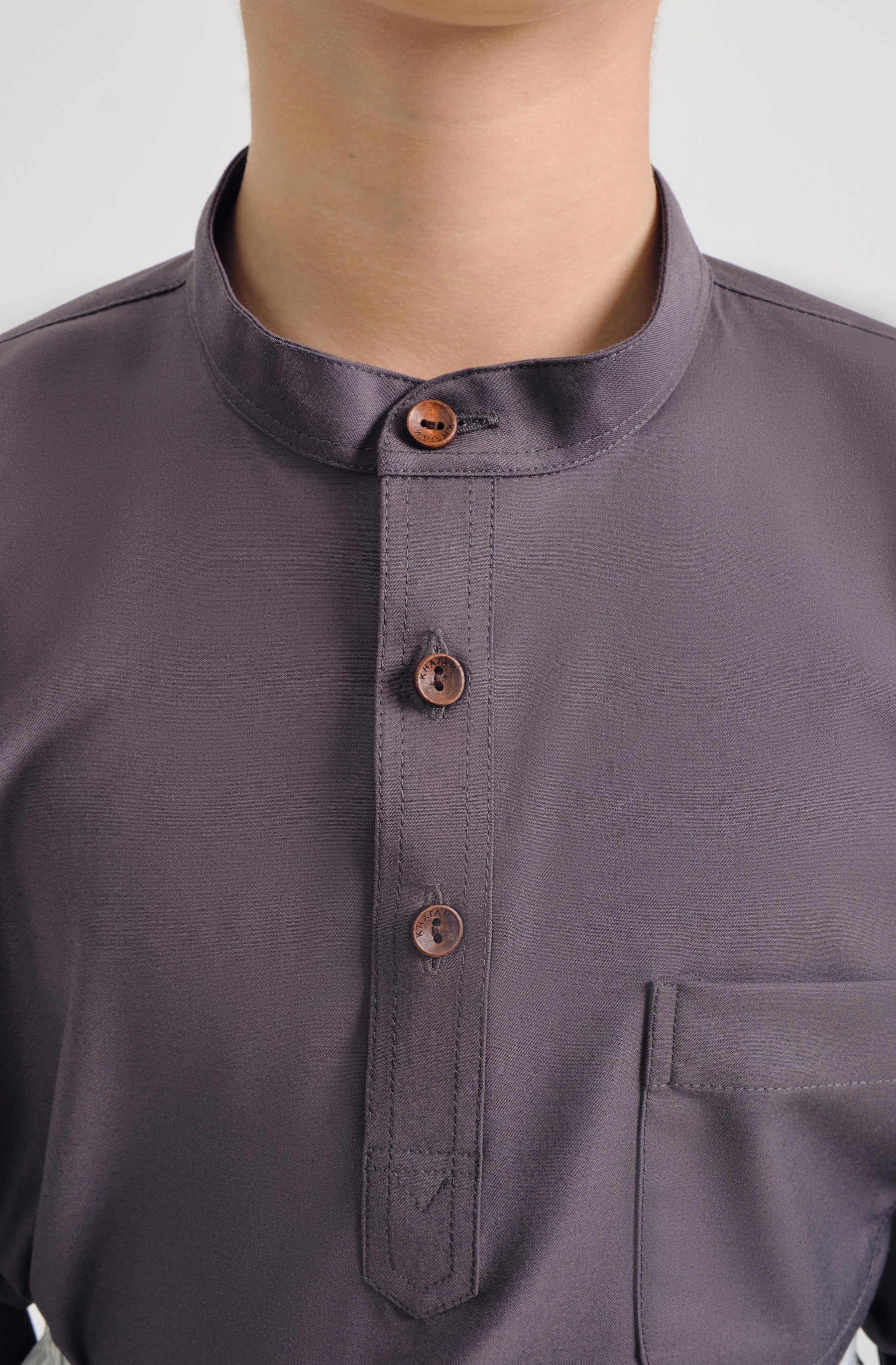 Patawali Boys Baju Melayu Cekak Musang - Lead Grey