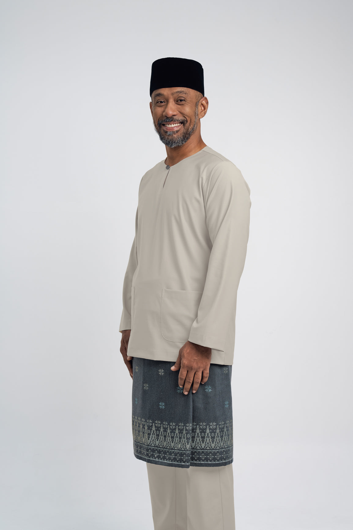 Patawali Modern Fit Baju Melayu Teluk Belanga - Light Khaki