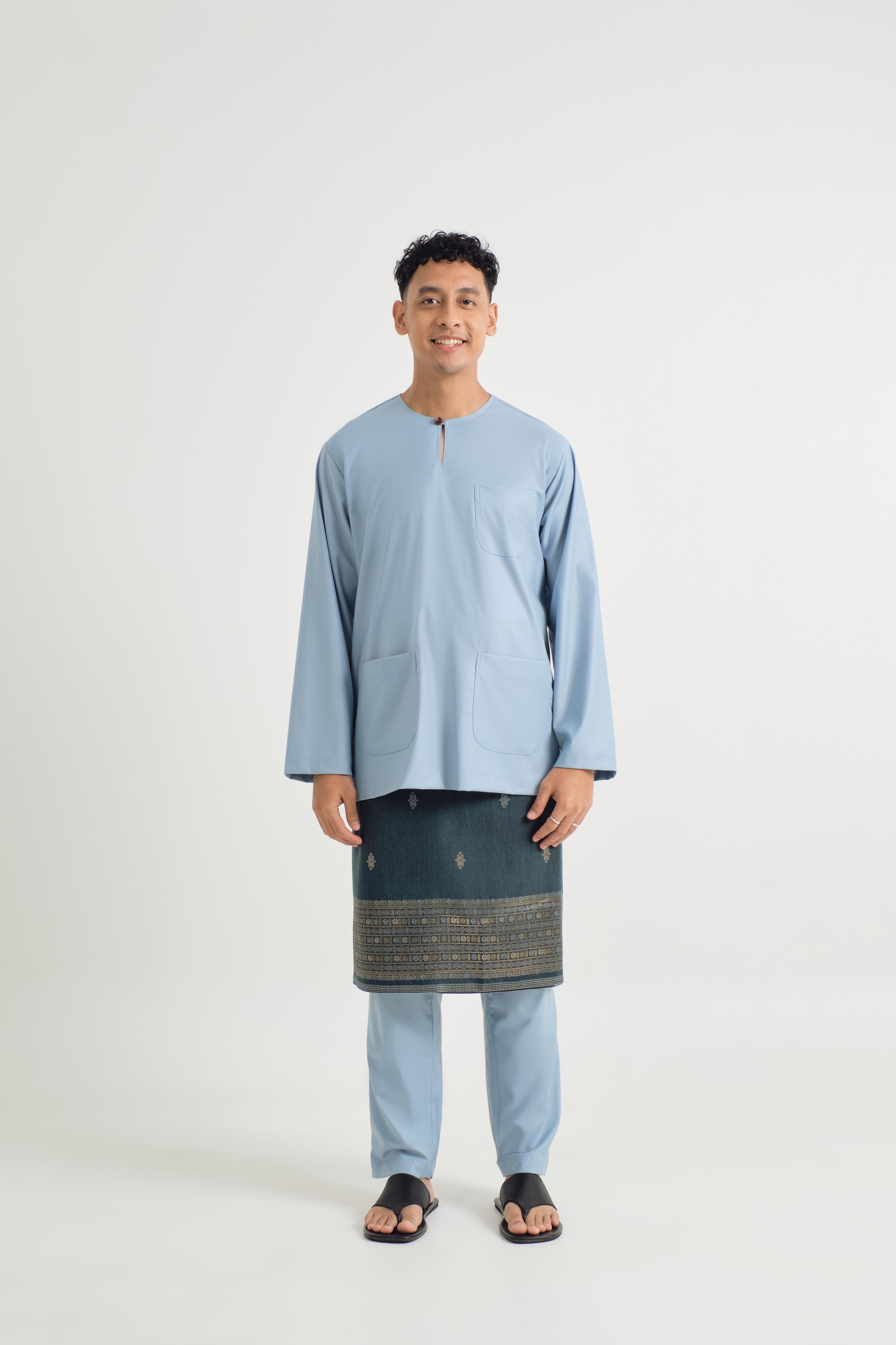 Patawali Classic Fit Baju Melayu Teluk Belanga - Light Blue