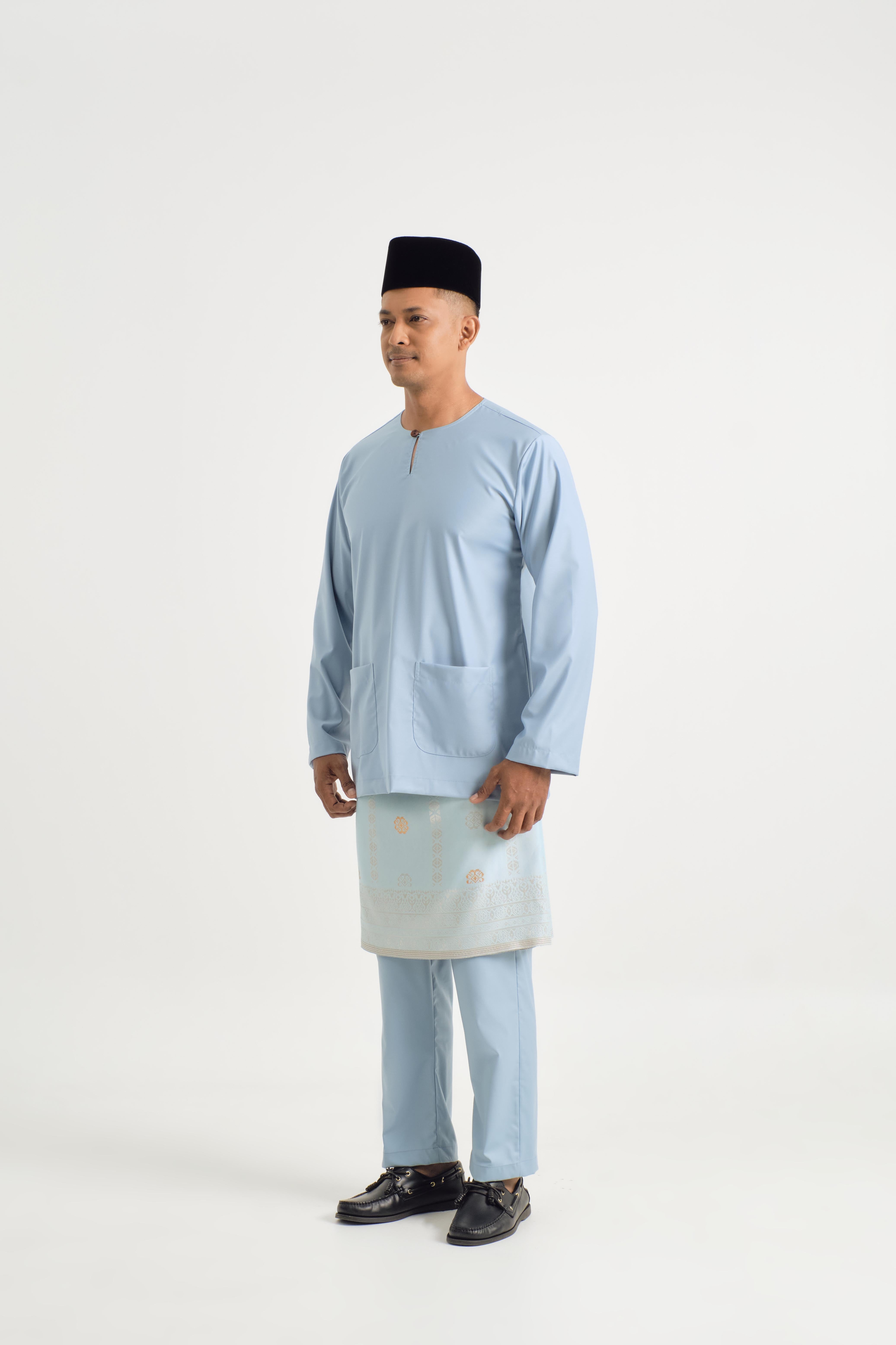 Patawali Modern Fit Baju Melayu Teluk Belanga - Light Blue