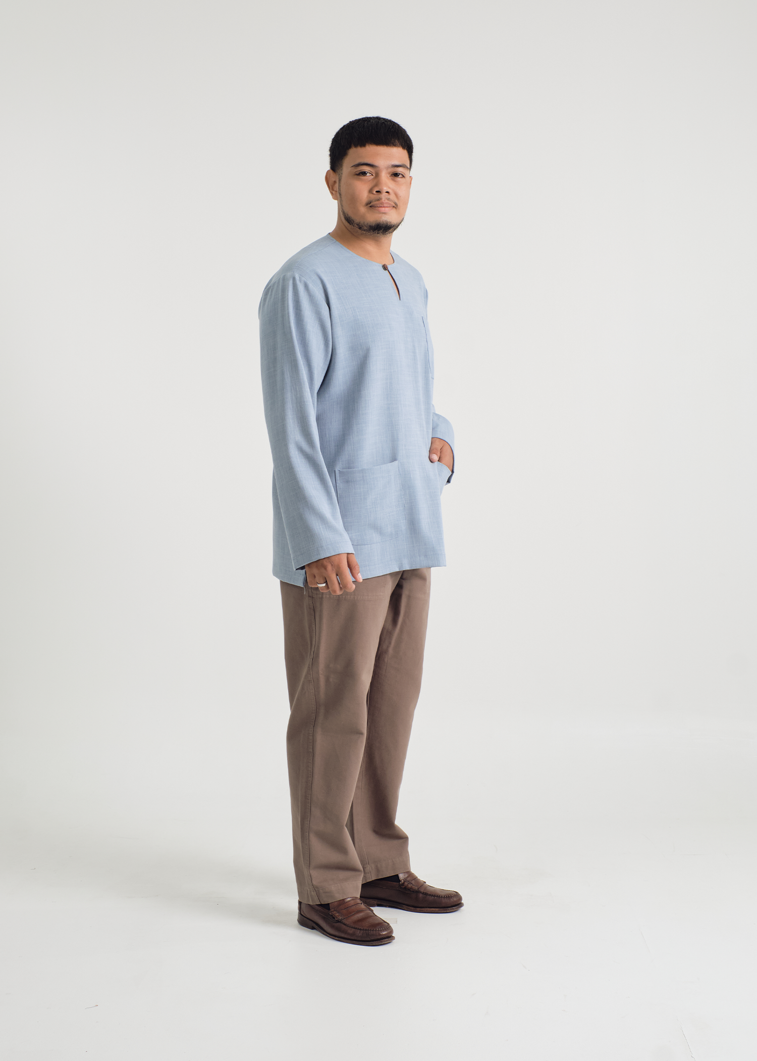 Pangku Plain Men Top Classic Fit - Light Blue