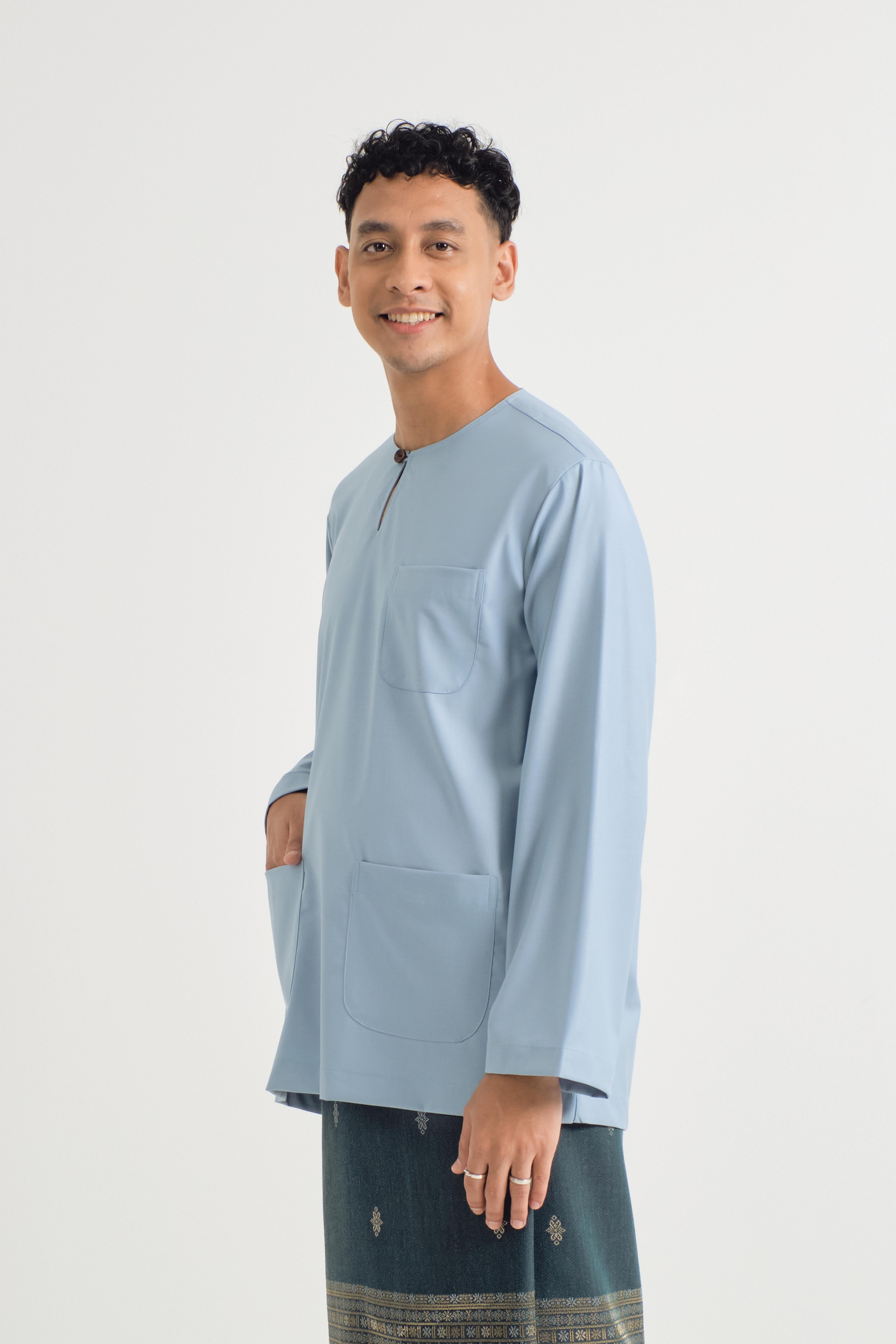 Patawali Classic Fit Baju Melayu Teluk Belanga - Light Blue