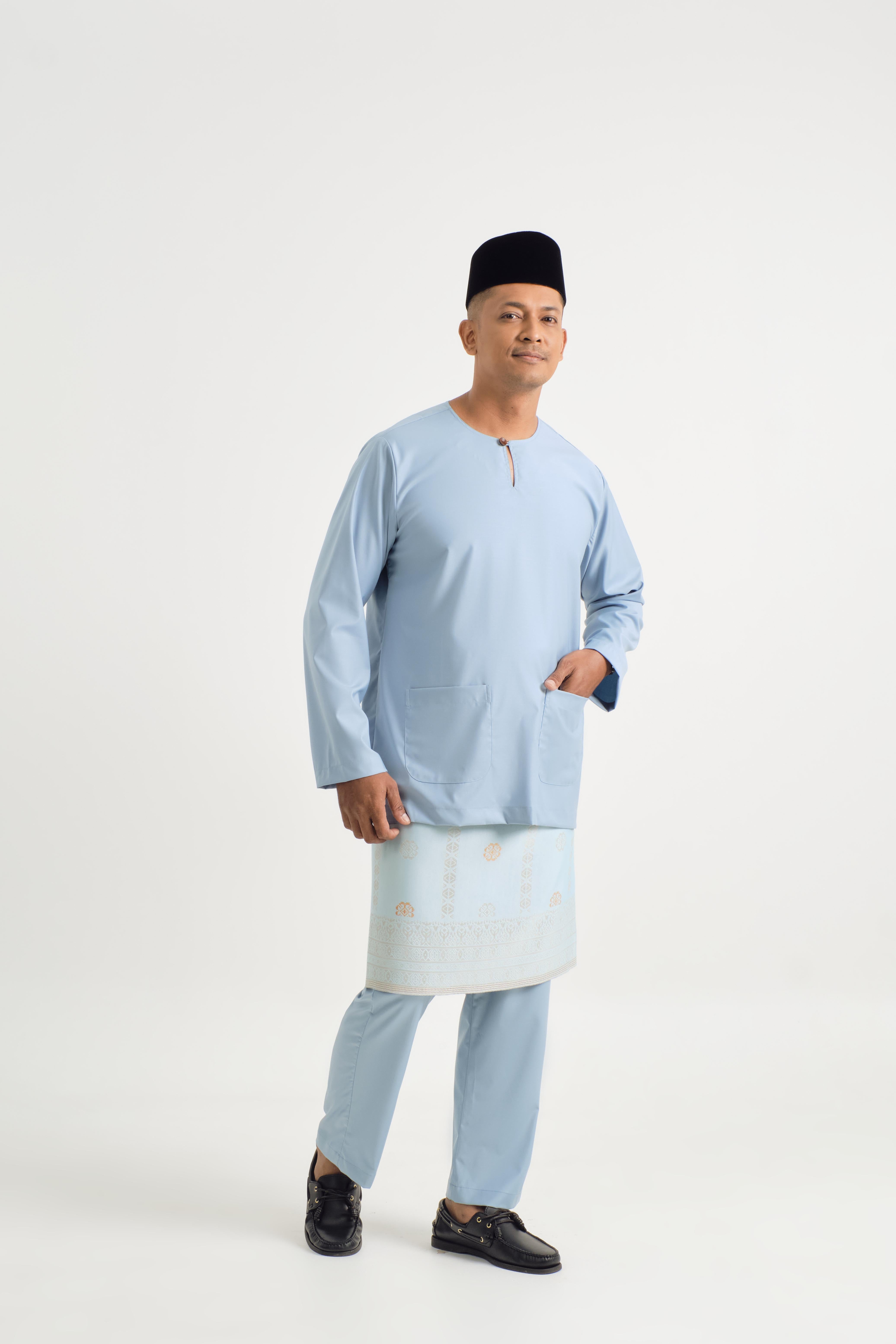 Patawali Modern Fit Baju Melayu Teluk Belanga - Light Blue