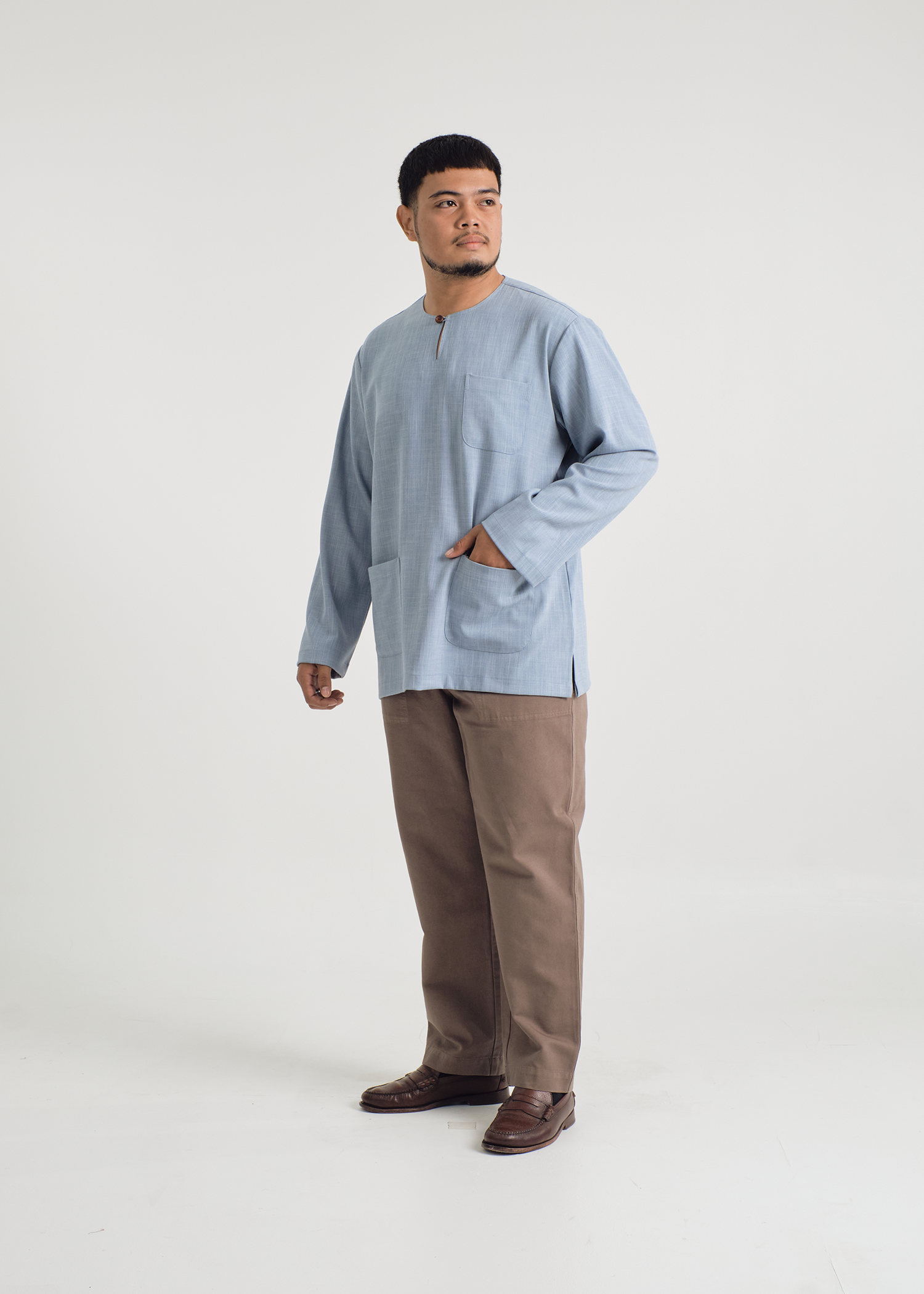 Pangku Plain Men Top Classic Fit - Light Blue