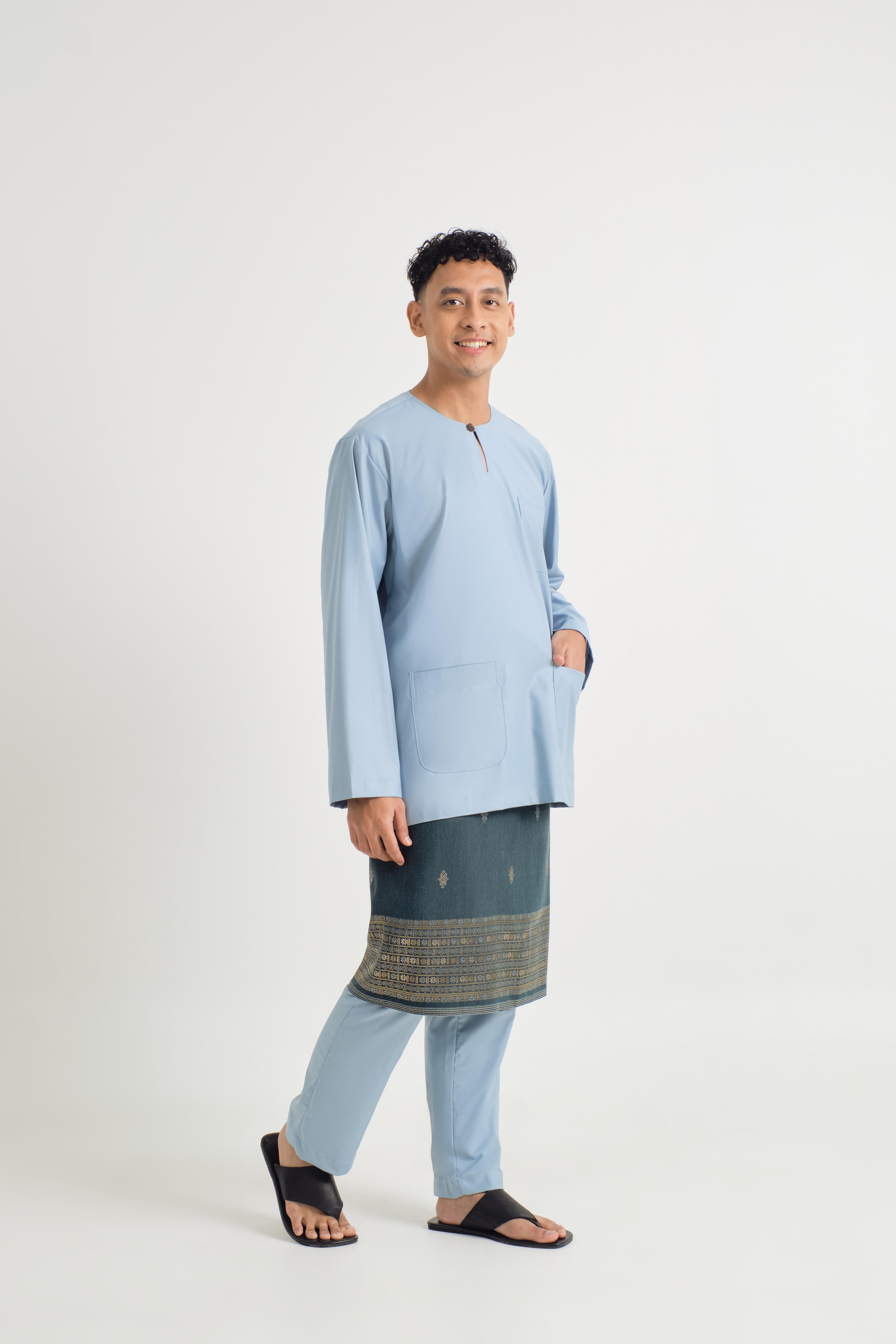 Patawali Classic Fit Baju Melayu Teluk Belanga - Light Blue