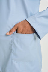 Patawali Modern Fit Baju Melayu Teluk Belanga - Light Blue