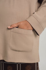 KHATAM x M.NASIR : Classic Fit Baju Melayu Teluk Belanga - Light Brown