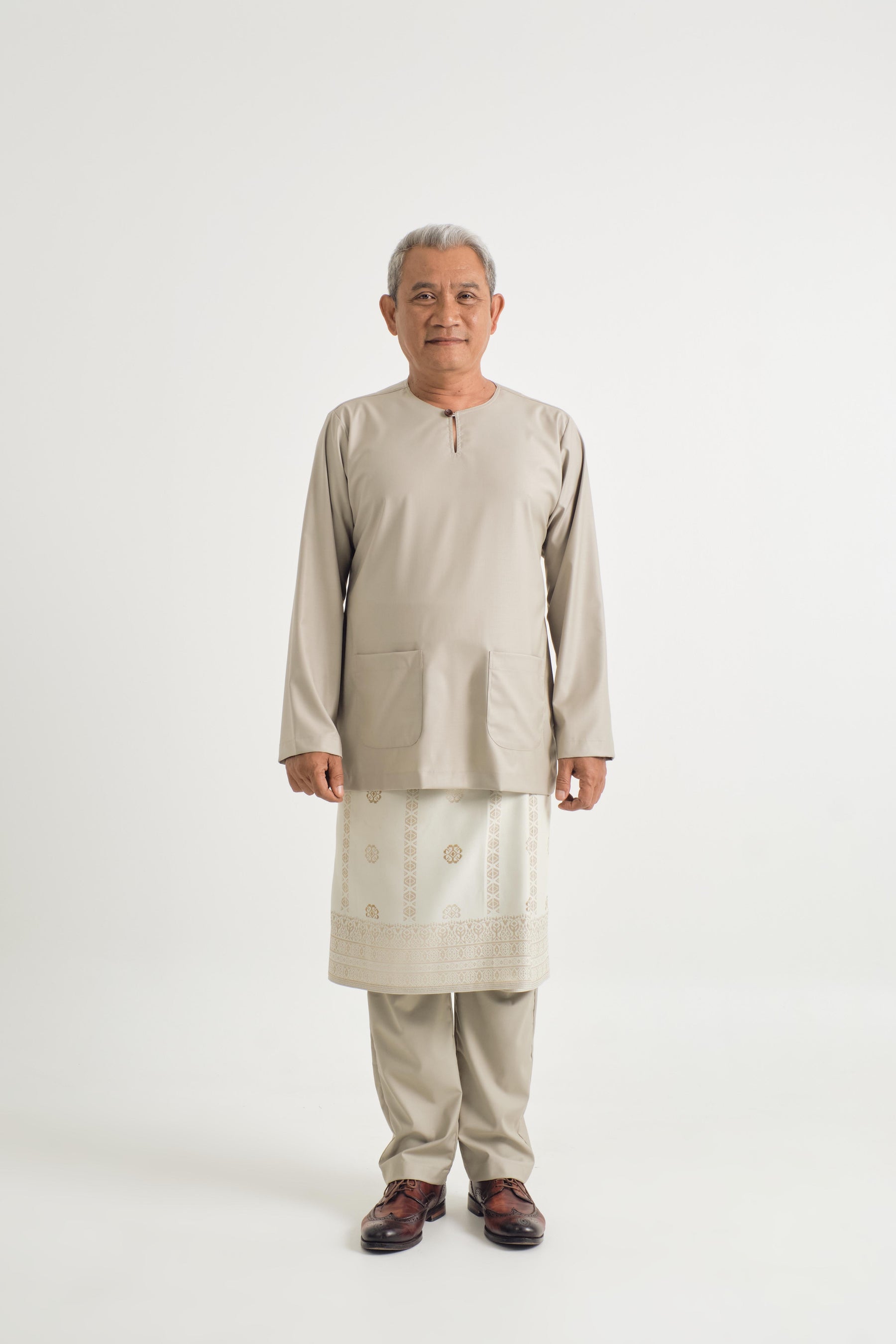 Patawali Modern Fit Baju Melayu Teluk Belanga - Light Olive