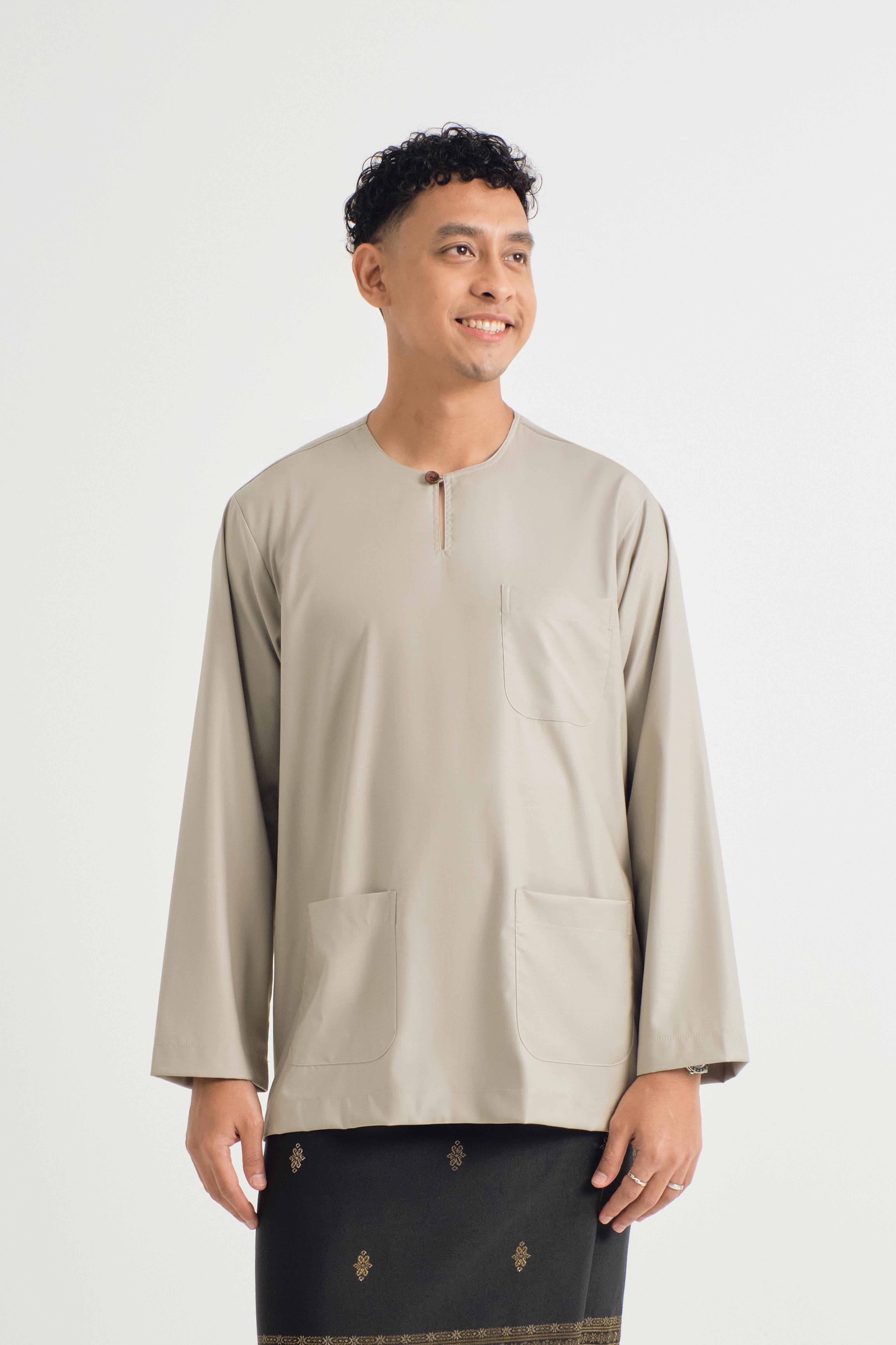 Patawali Classic Fit Baju Melayu Teluk Belanga - Light Olive