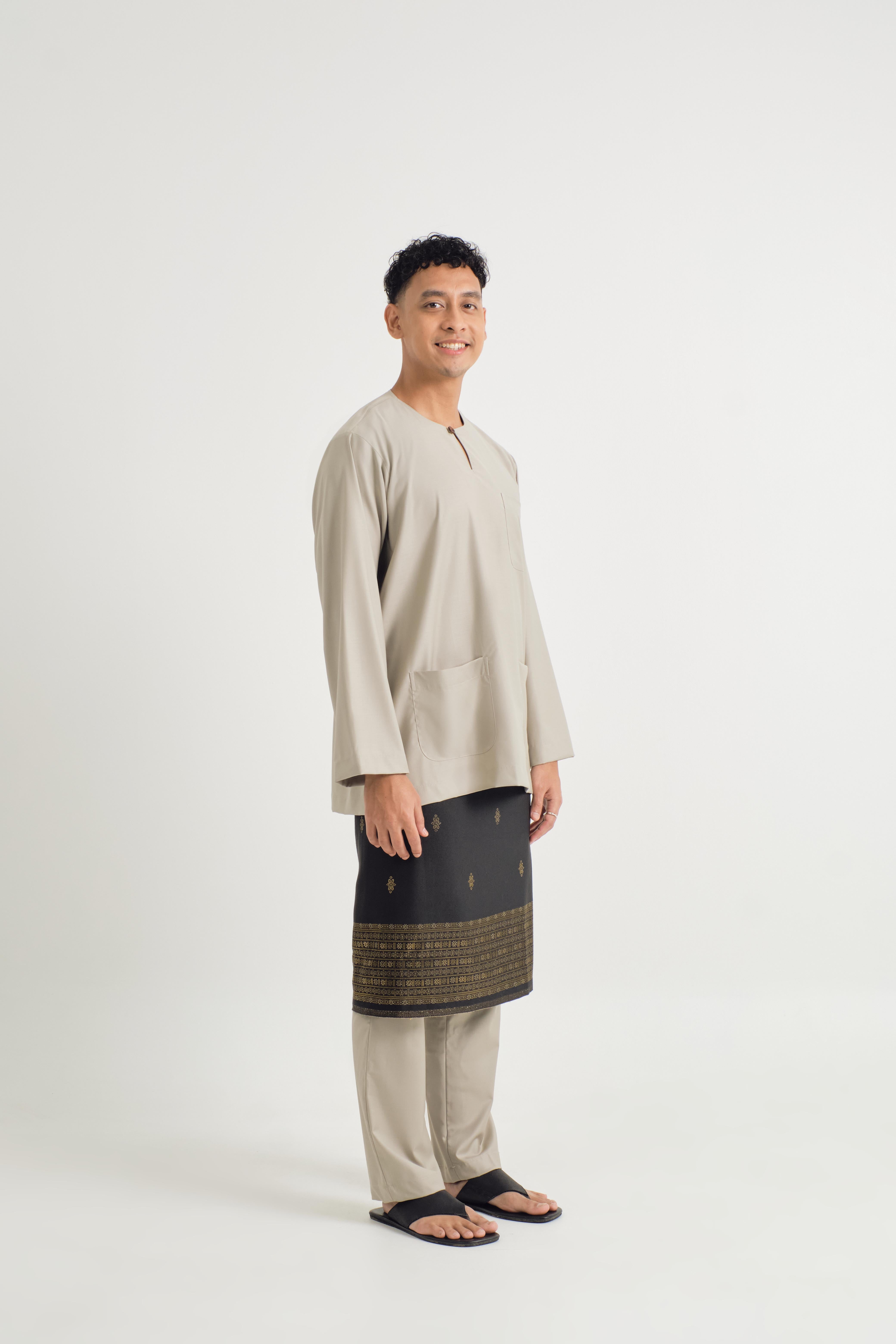 Patawali Classic Fit Baju Melayu Teluk Belanga - Light Olive