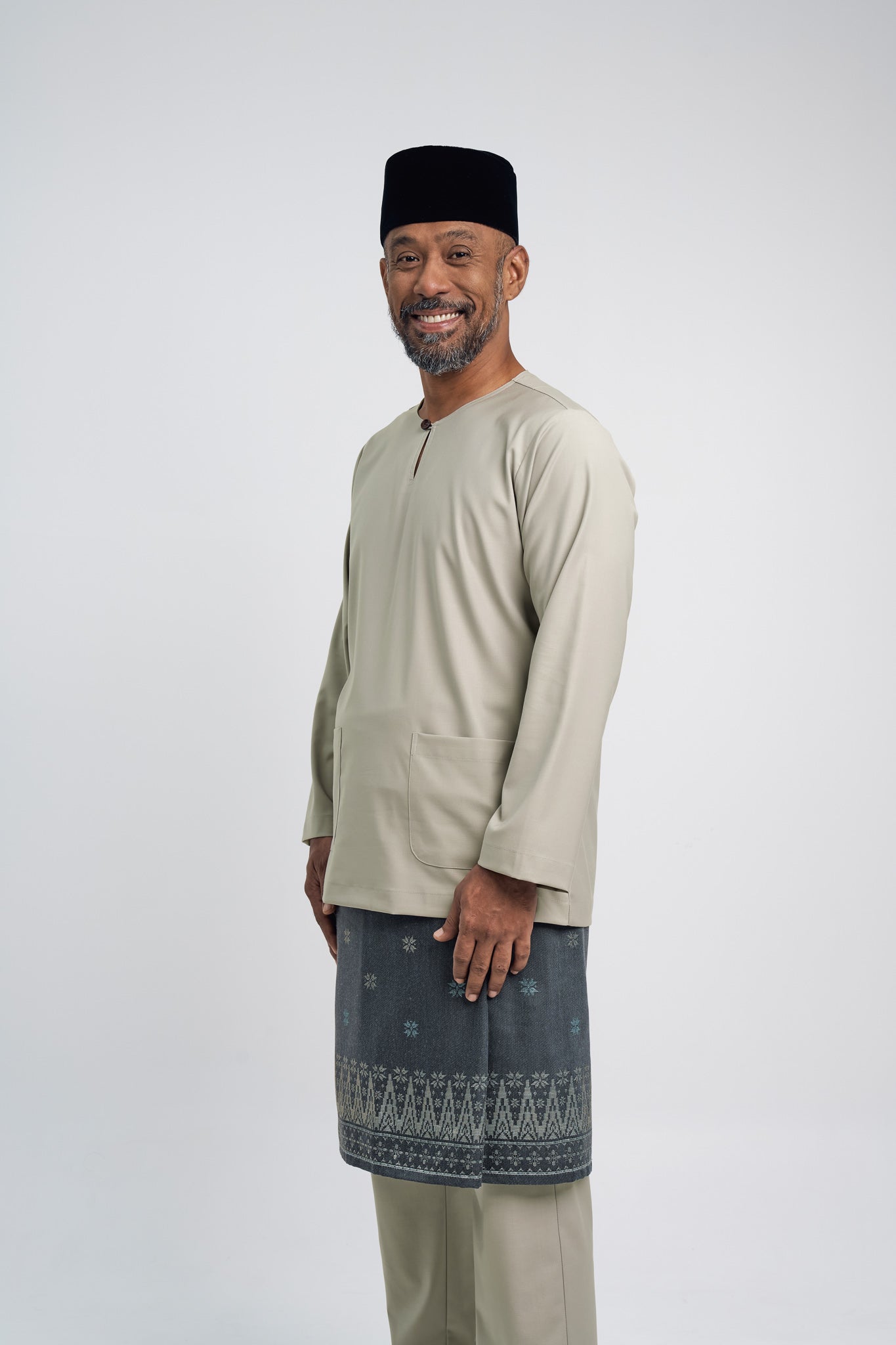 Patawali Modern Fit Baju Melayu Teluk Belanga - Light Taupe