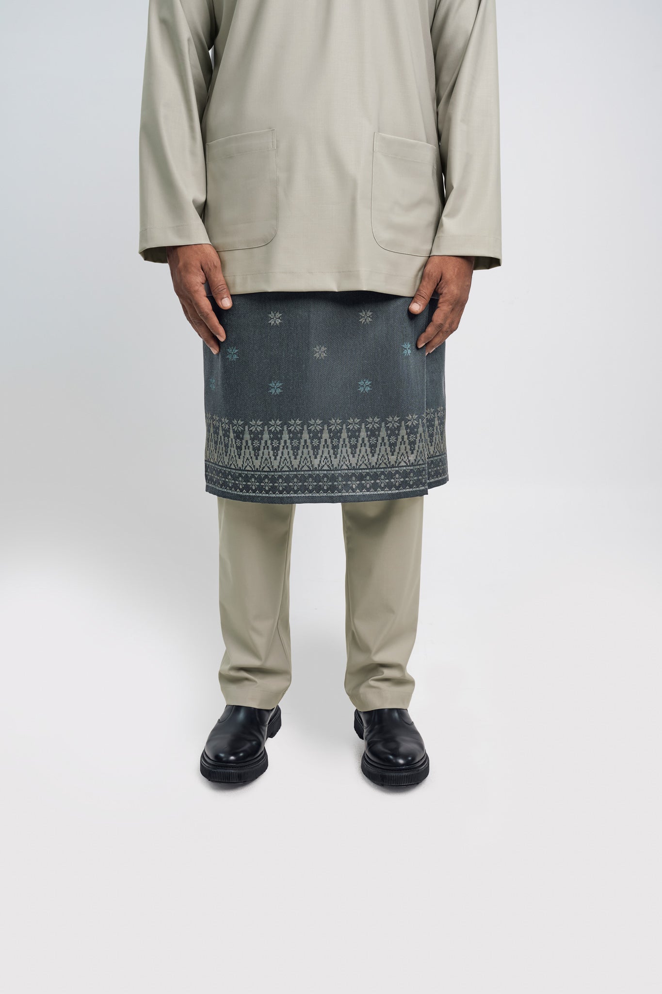 Patawali Modern Fit Baju Melayu Teluk Belanga - Light Taupe