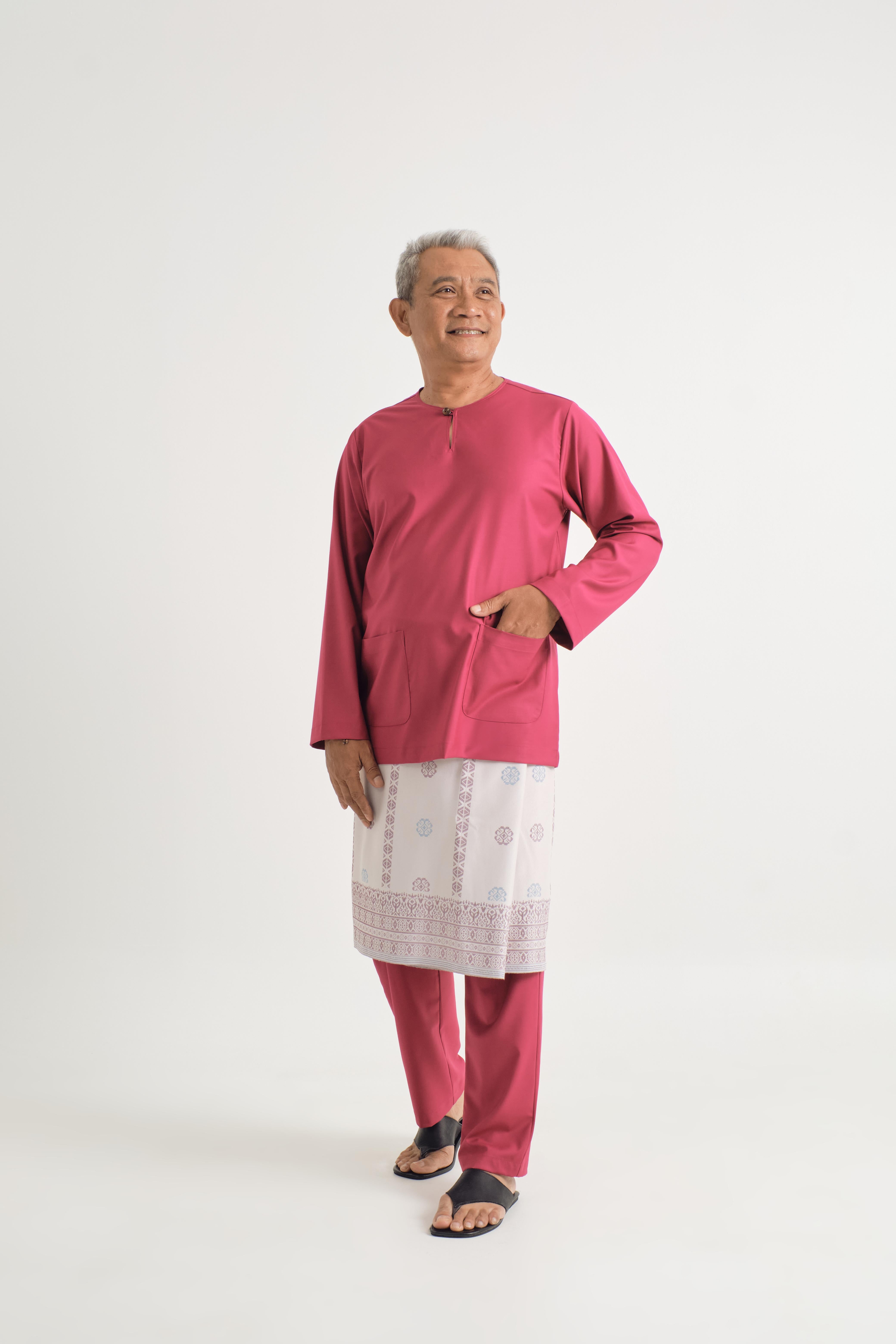 Patawali Modern Fit Baju Melayu Teluk Belanga - Magenta Pink