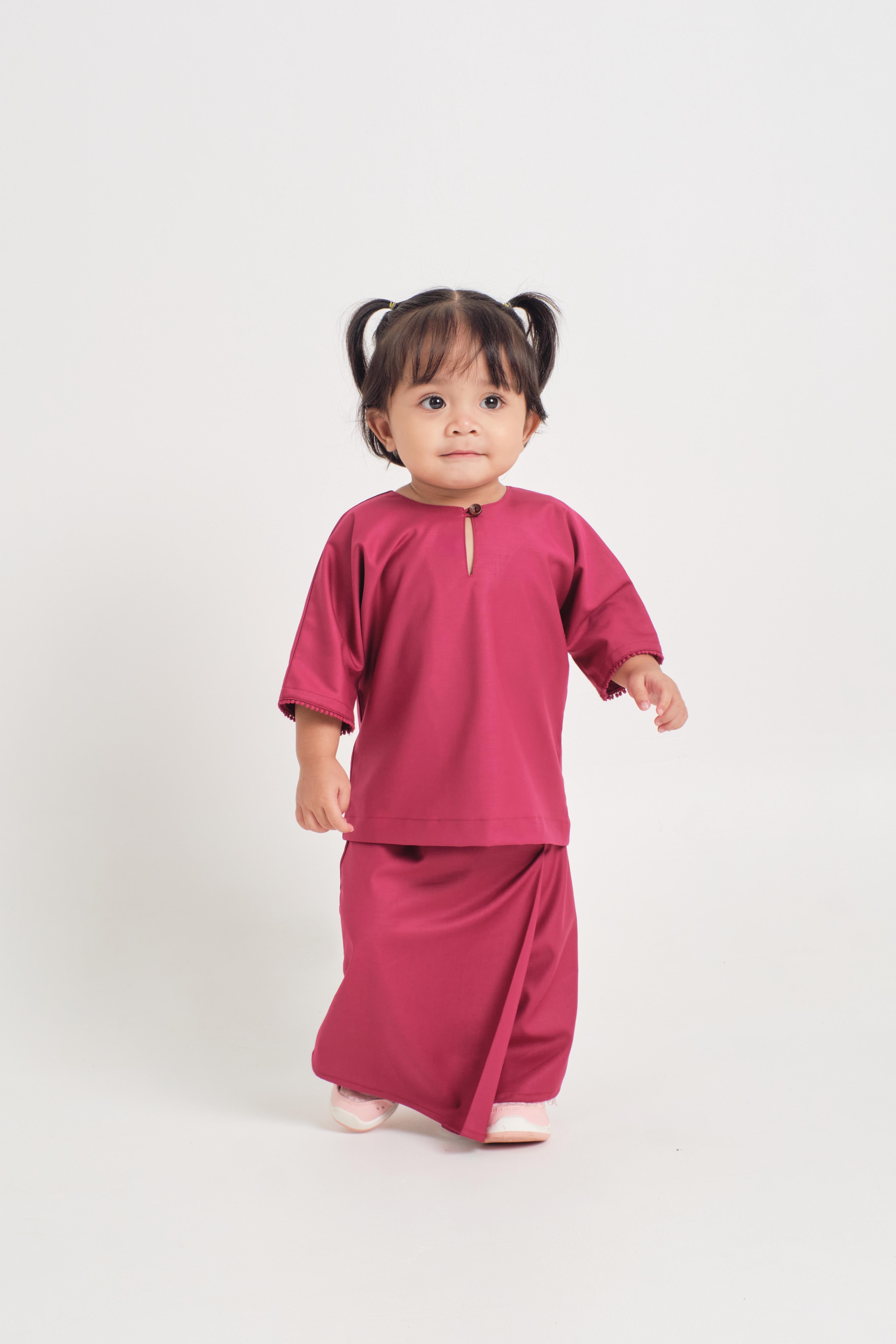 Patawali Baby Girls Baju Kurung - Magenta Pink