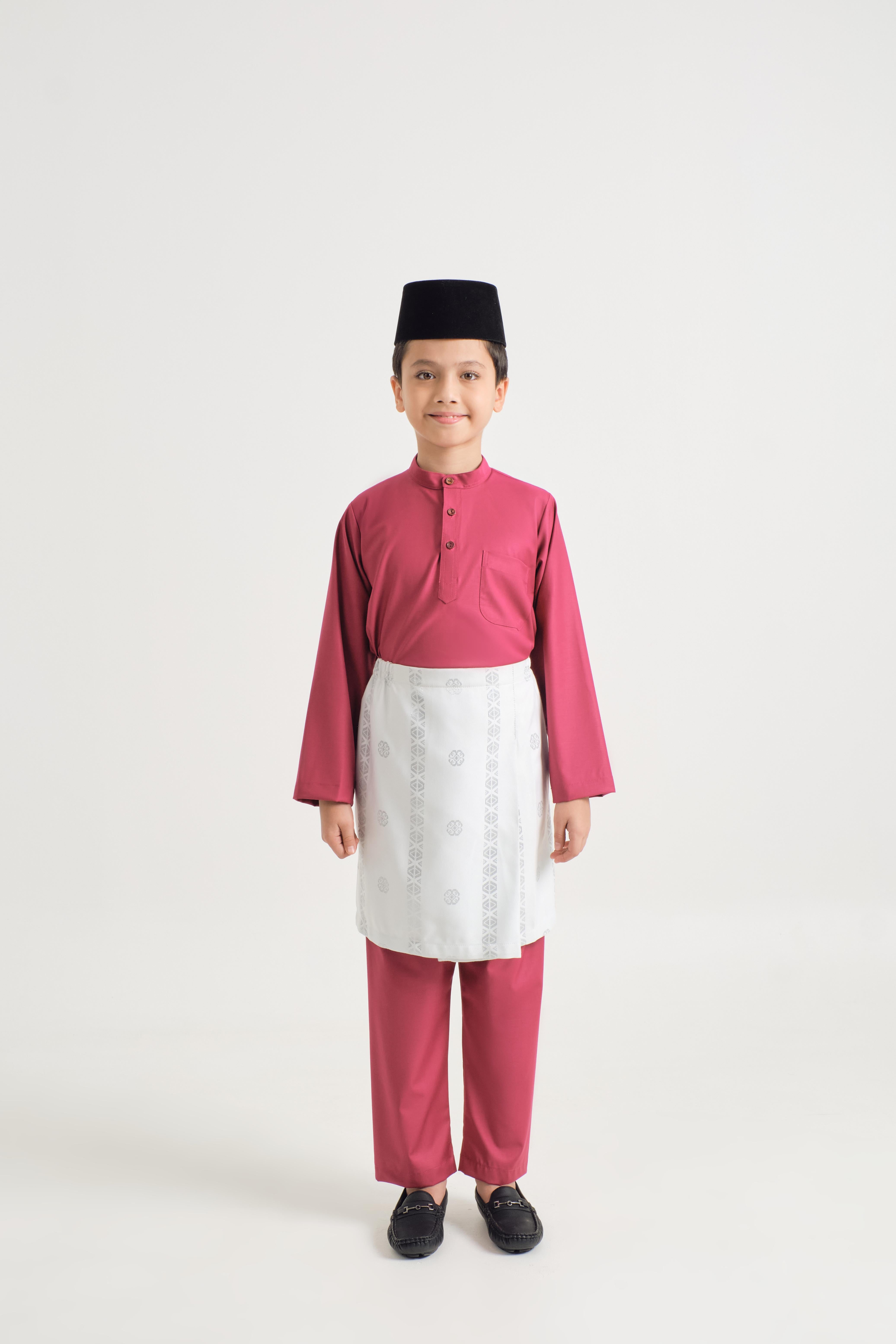 Patawali Boys Baju Melayu Cekak Musang - Magenta Pink