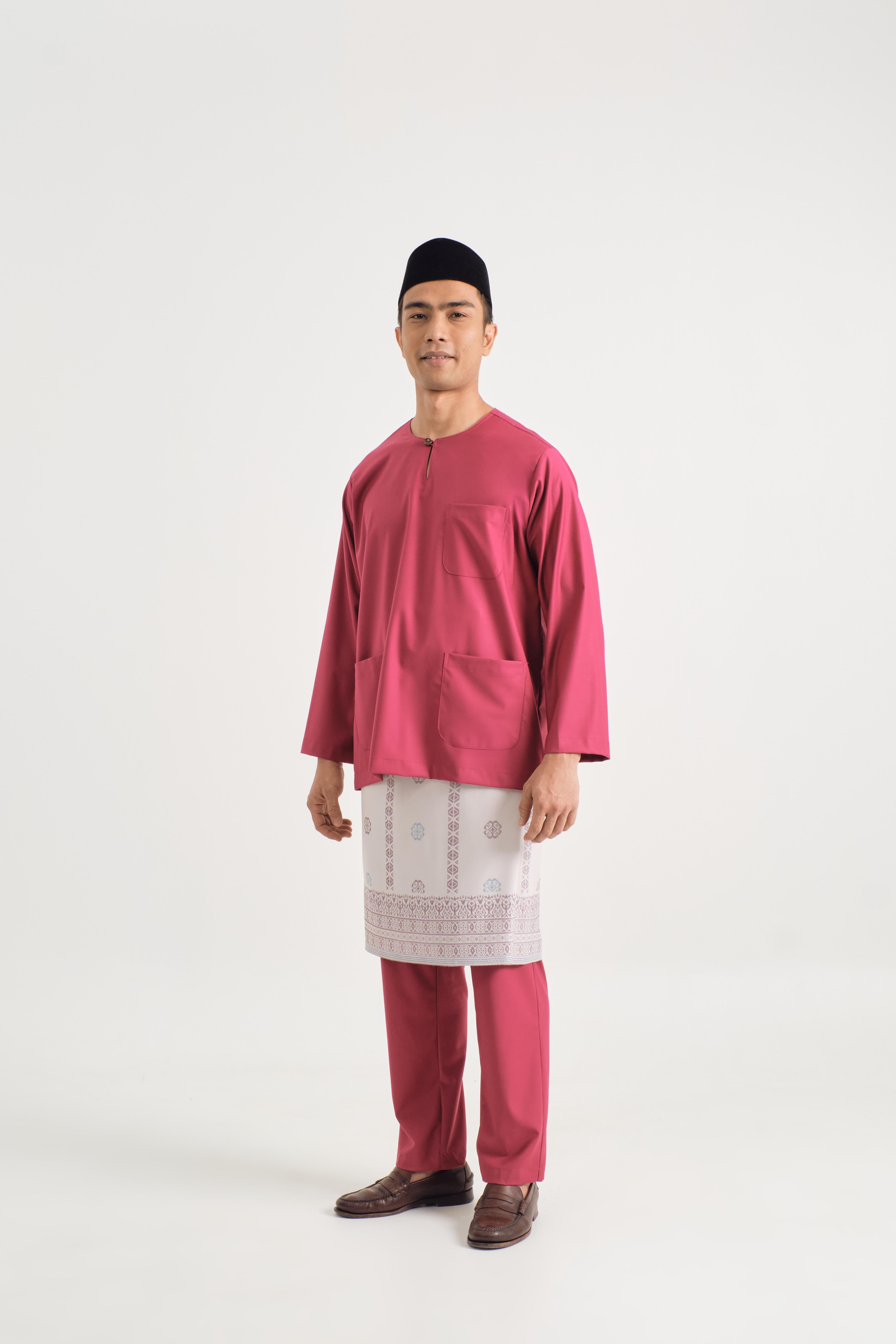 Patawali Classic Fit Baju Melayu Teluk Belanga - Magenta Pink