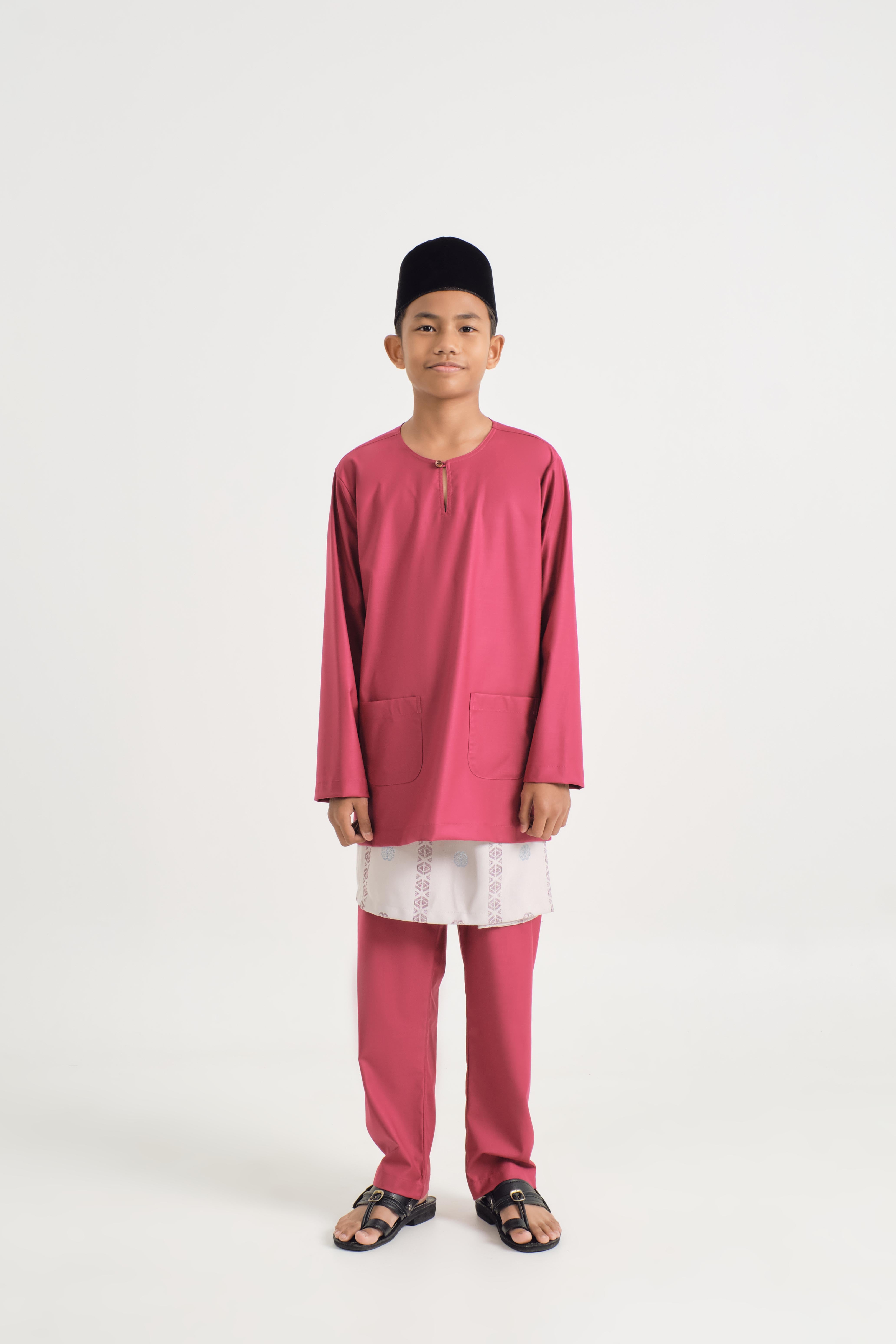 Patawali Boys Baju Melayu Teluk Belanga - Magenta Pink