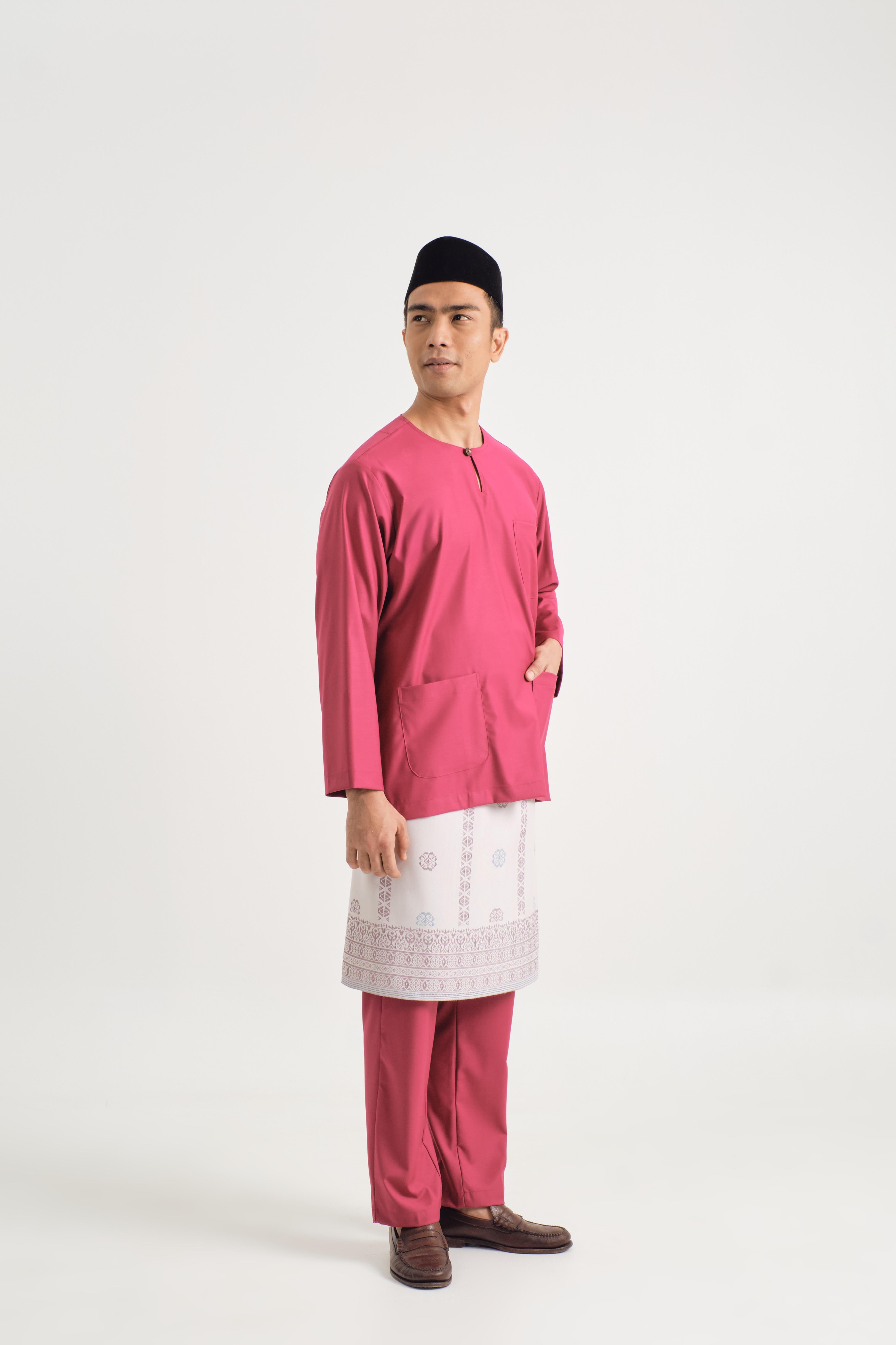 Patawali Classic Fit Baju Melayu Teluk Belanga - Magenta Pink