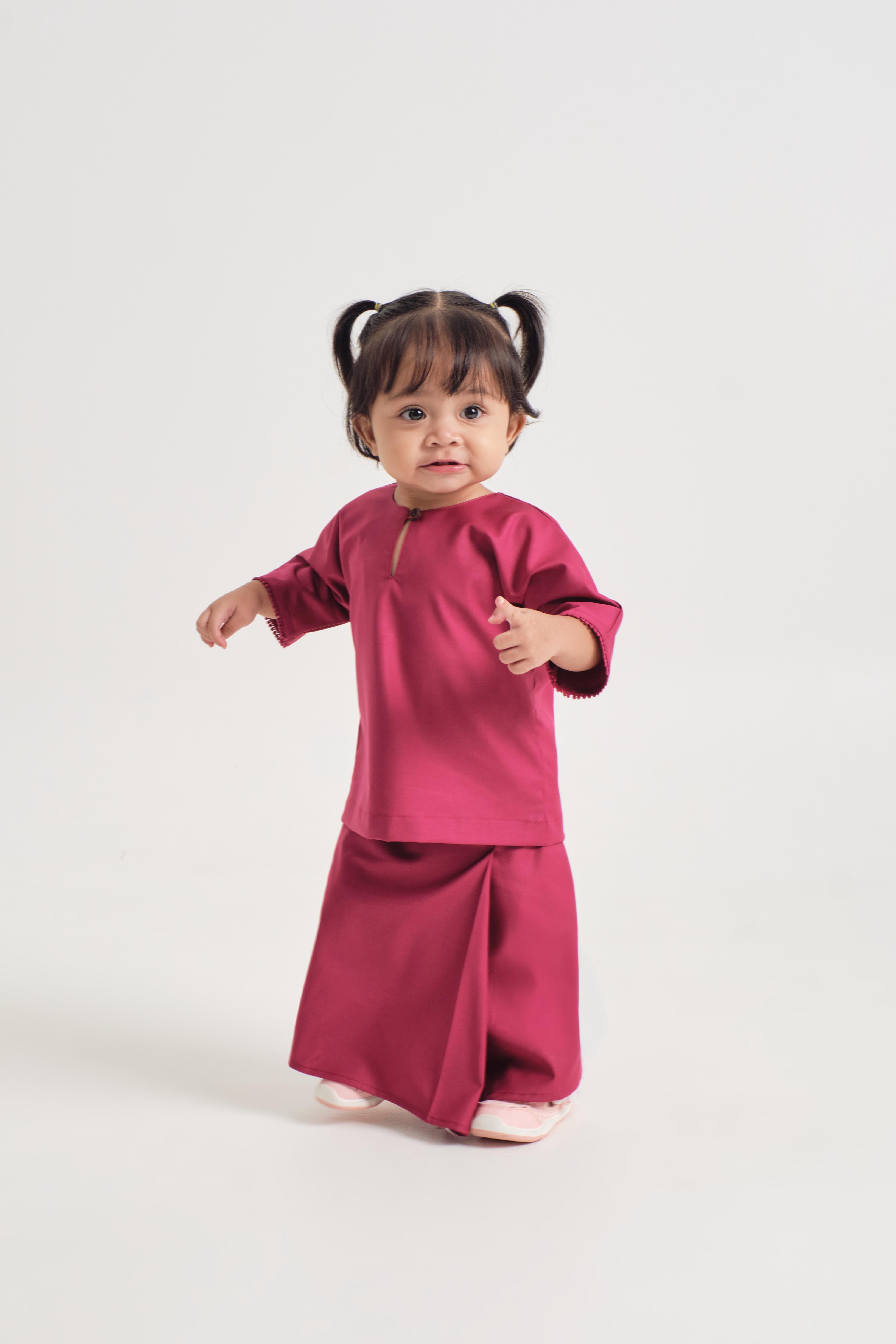 Patawali Baby Girls Baju Kurung - Magenta Pink